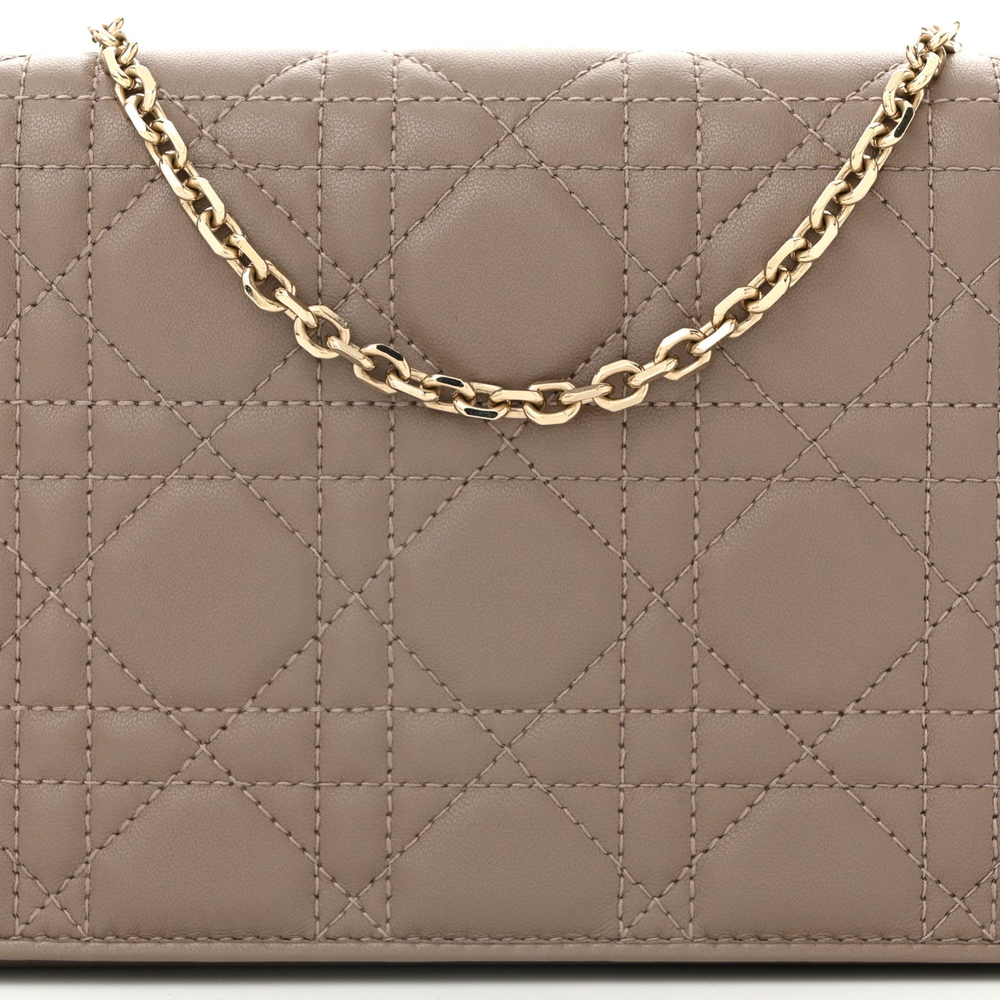 Lambskin Cannage Lady Dior Pouch Warm Taupe