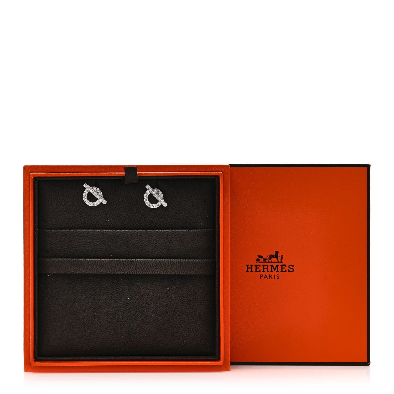 Hermes 18K White Gold Diamond Finesse Earrings 5 of 5