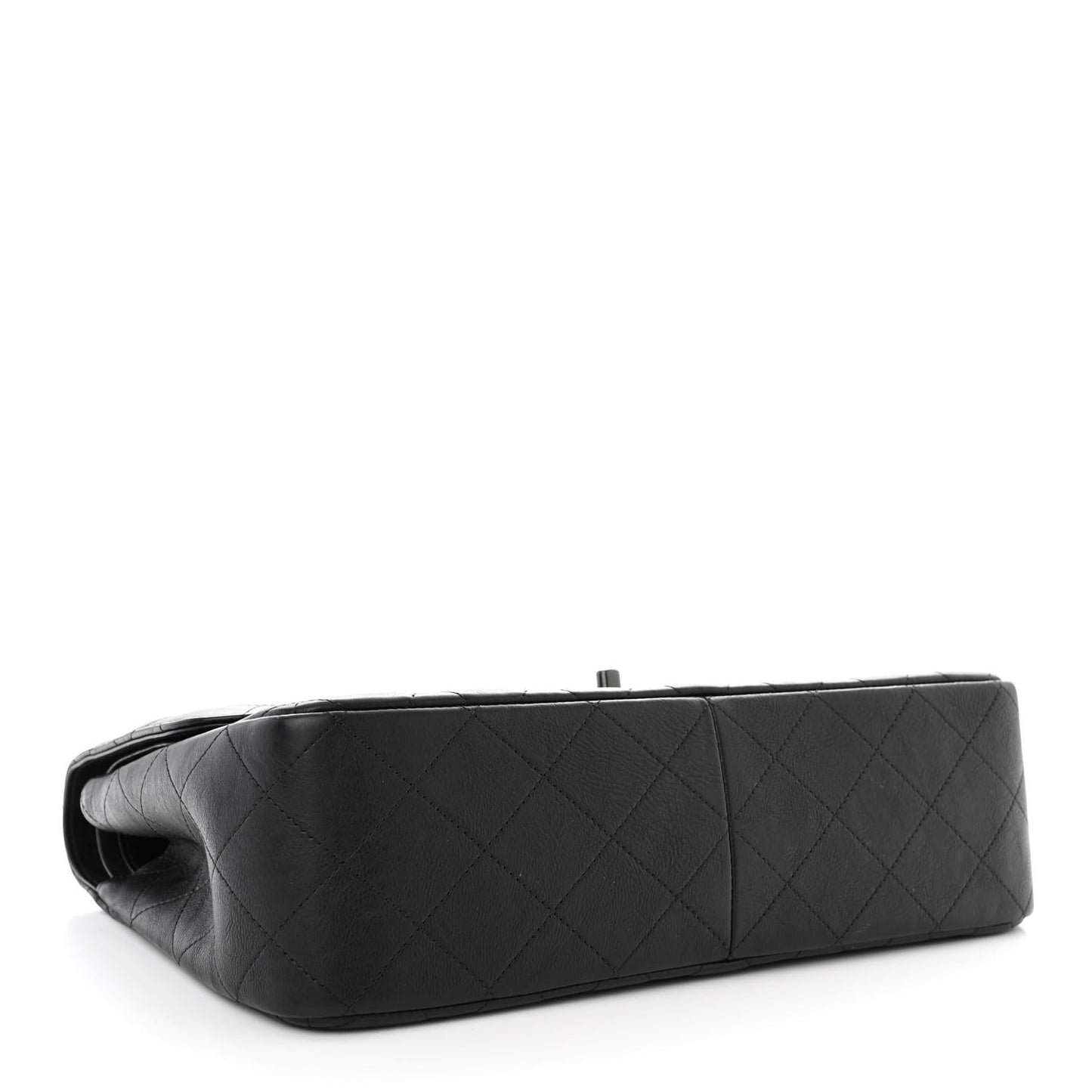 Crumpled Calfskin Quilted Jumbo Double Flap So Black