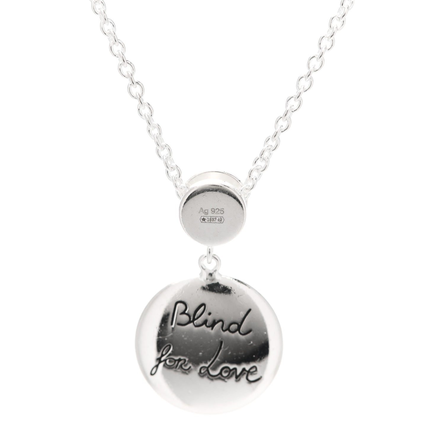 Sterling Silver Blue Zirconia Blind For Love Pendant Necklace