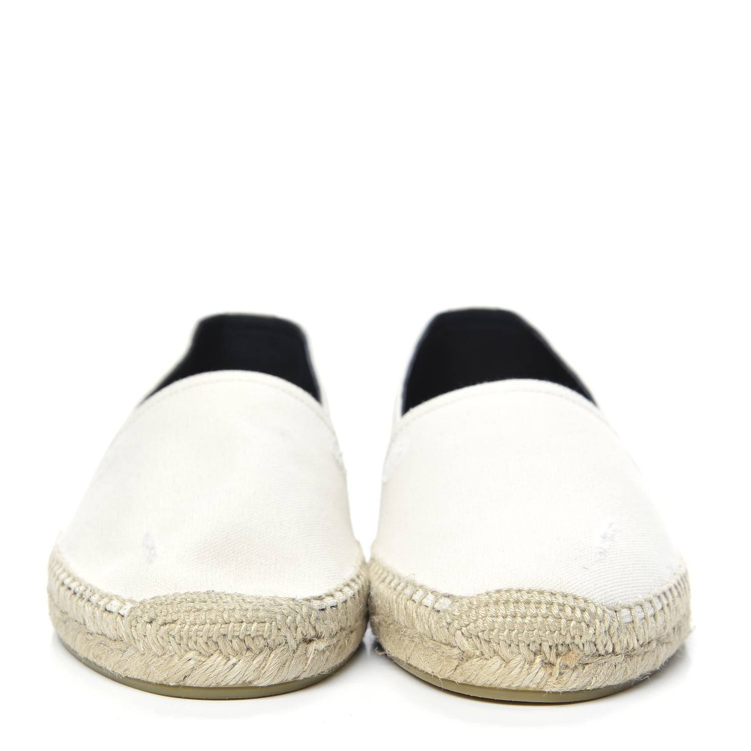 Saint Laurent Canvas Elba Logo Embroidered Espadrilles 41.5 Panna 2 of 9
