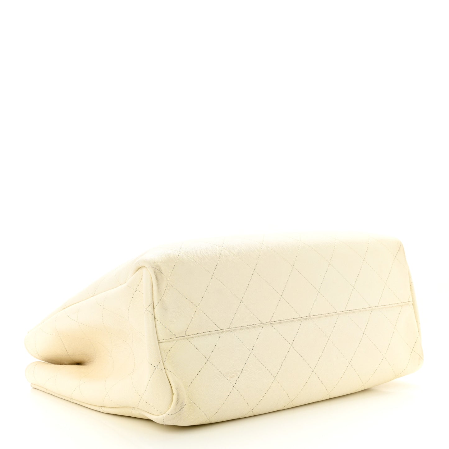 Caviar Stitched Large Shopping Tote White