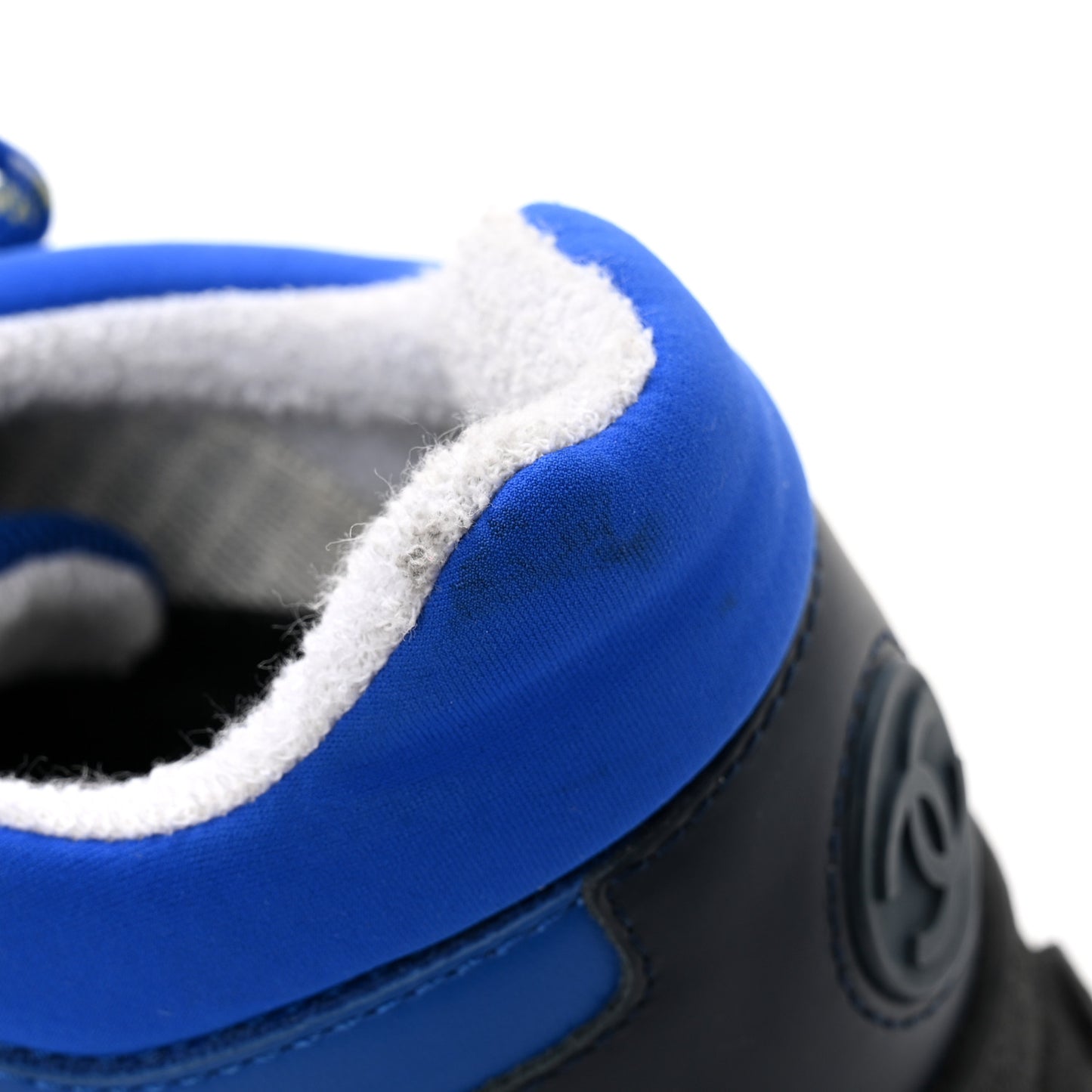 Calfskin Mesh Lycra Womens Logo Sneakers 38 Royal Blue