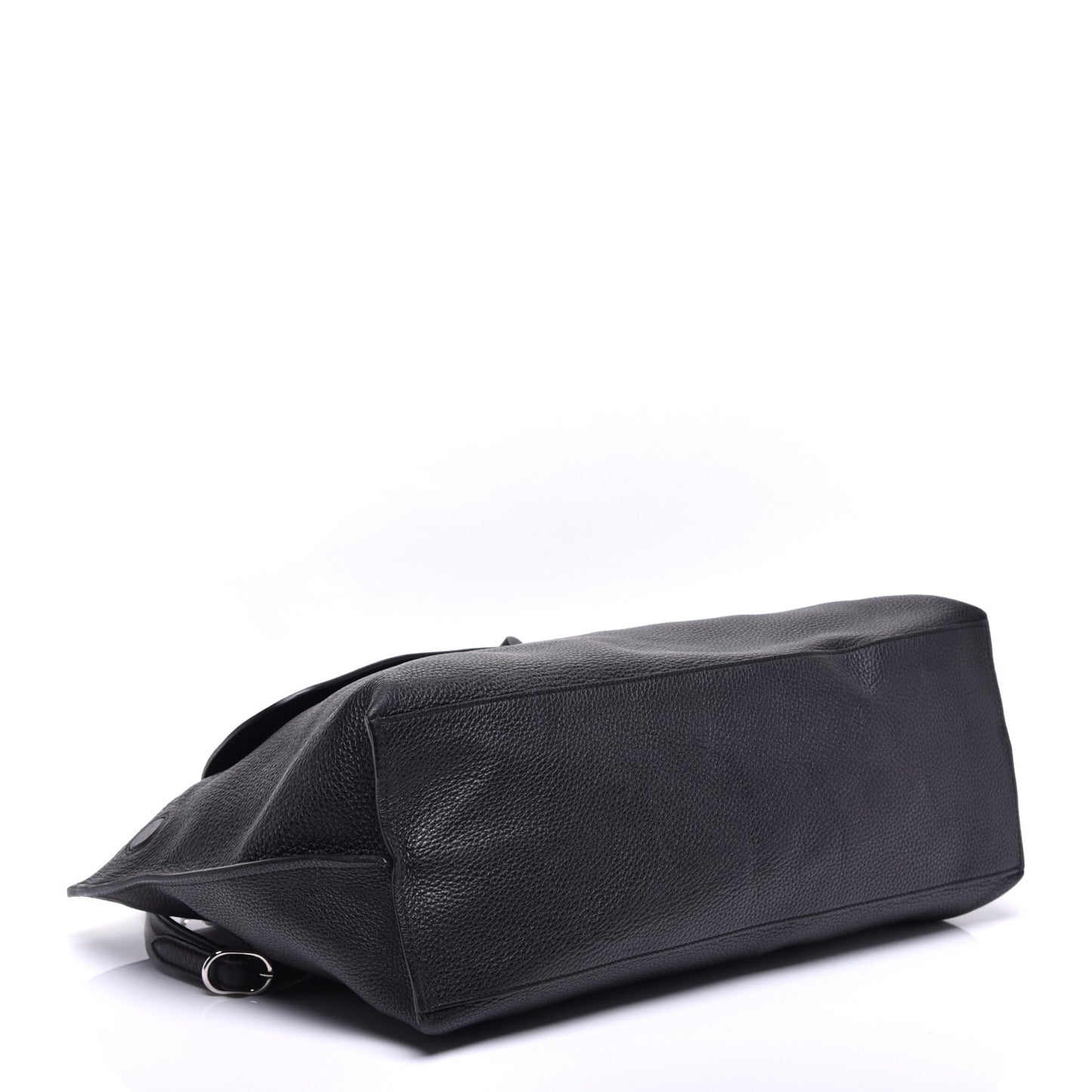Pebbled Calfskin Large Bamboo Daily Top Handle Bag Black