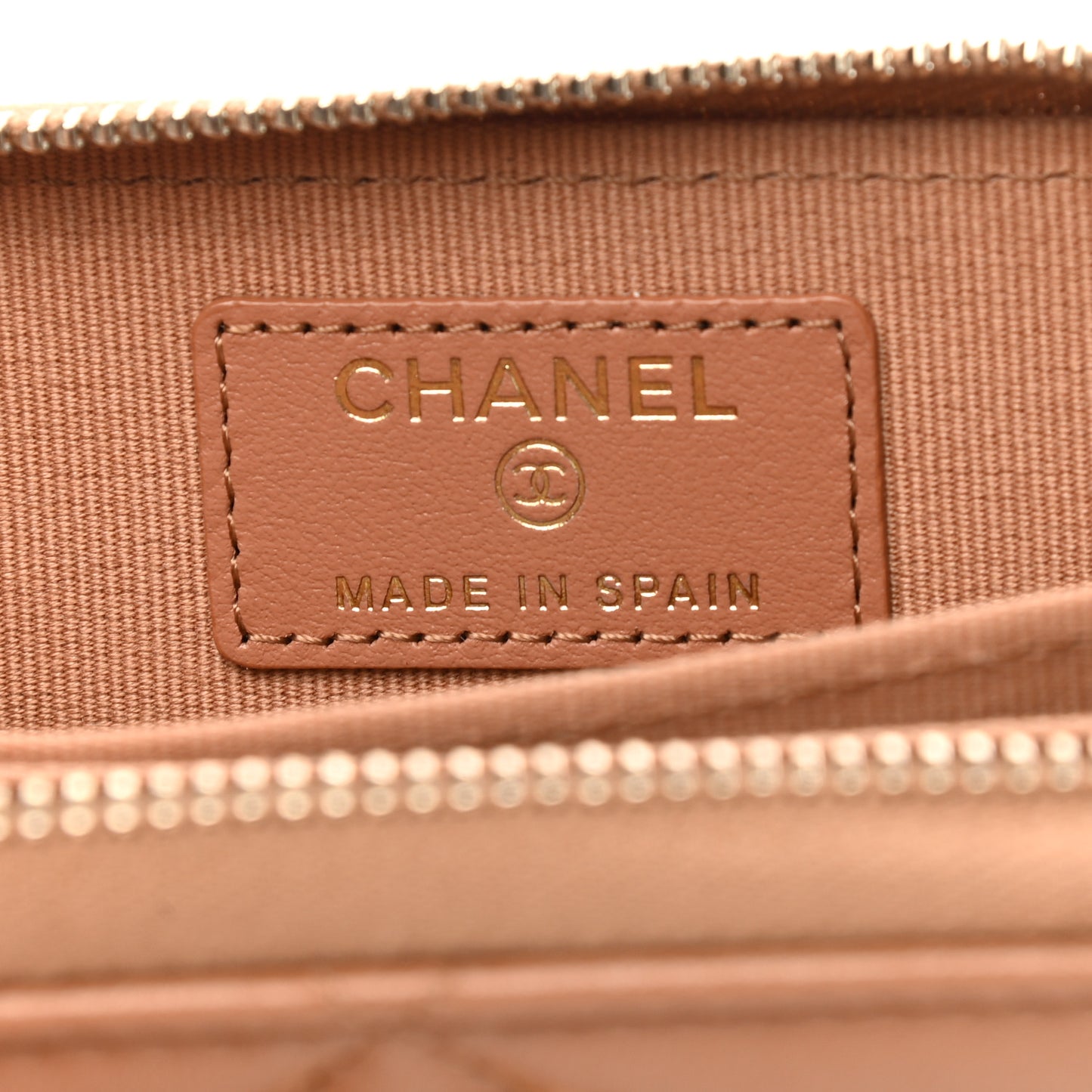Lambskin Quilted Chanel 19 Zip Around Coin Purse Wallet Brown