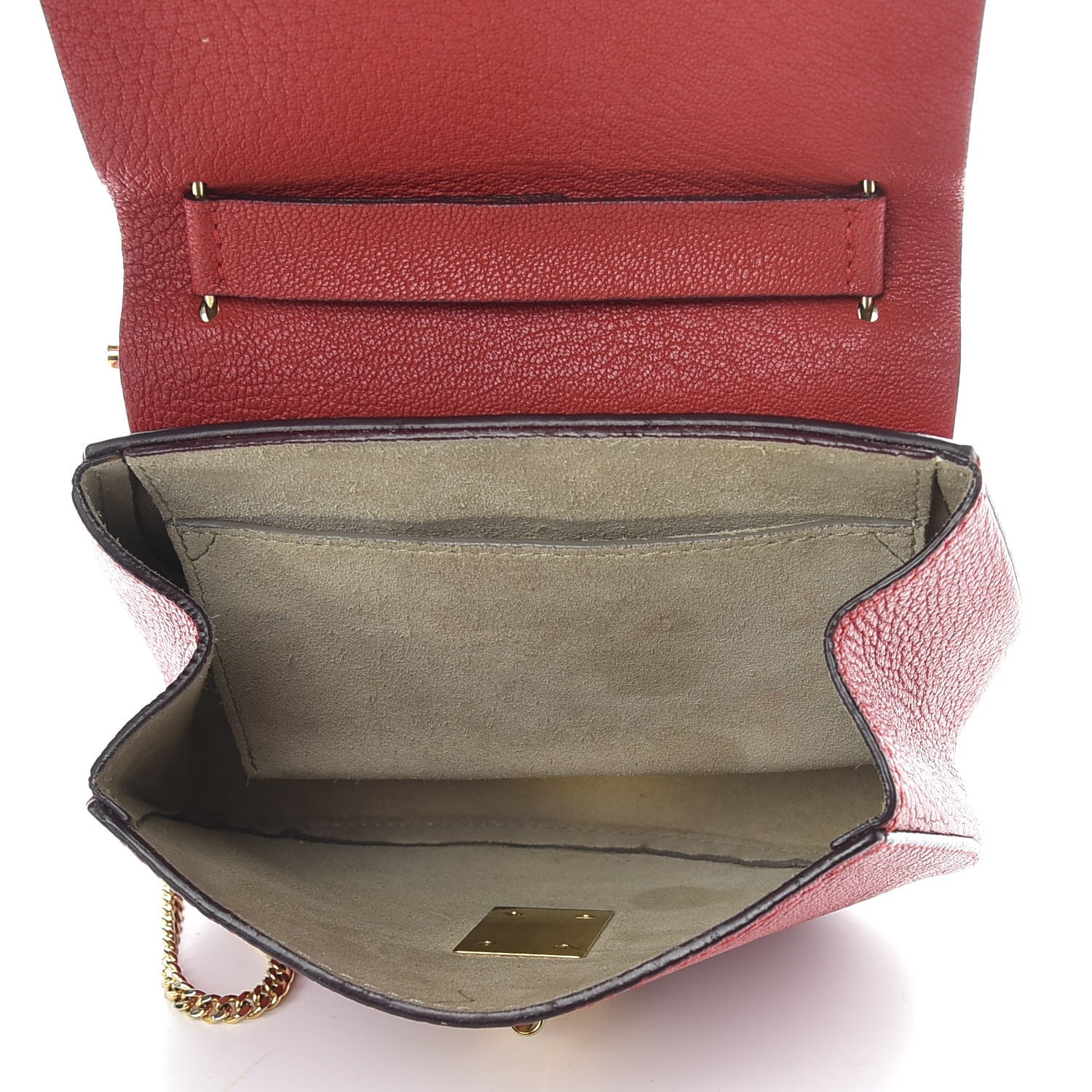 Chloe Grained Lambskin Mini Drew Shoulder Bag Plaid Red 5 of 11