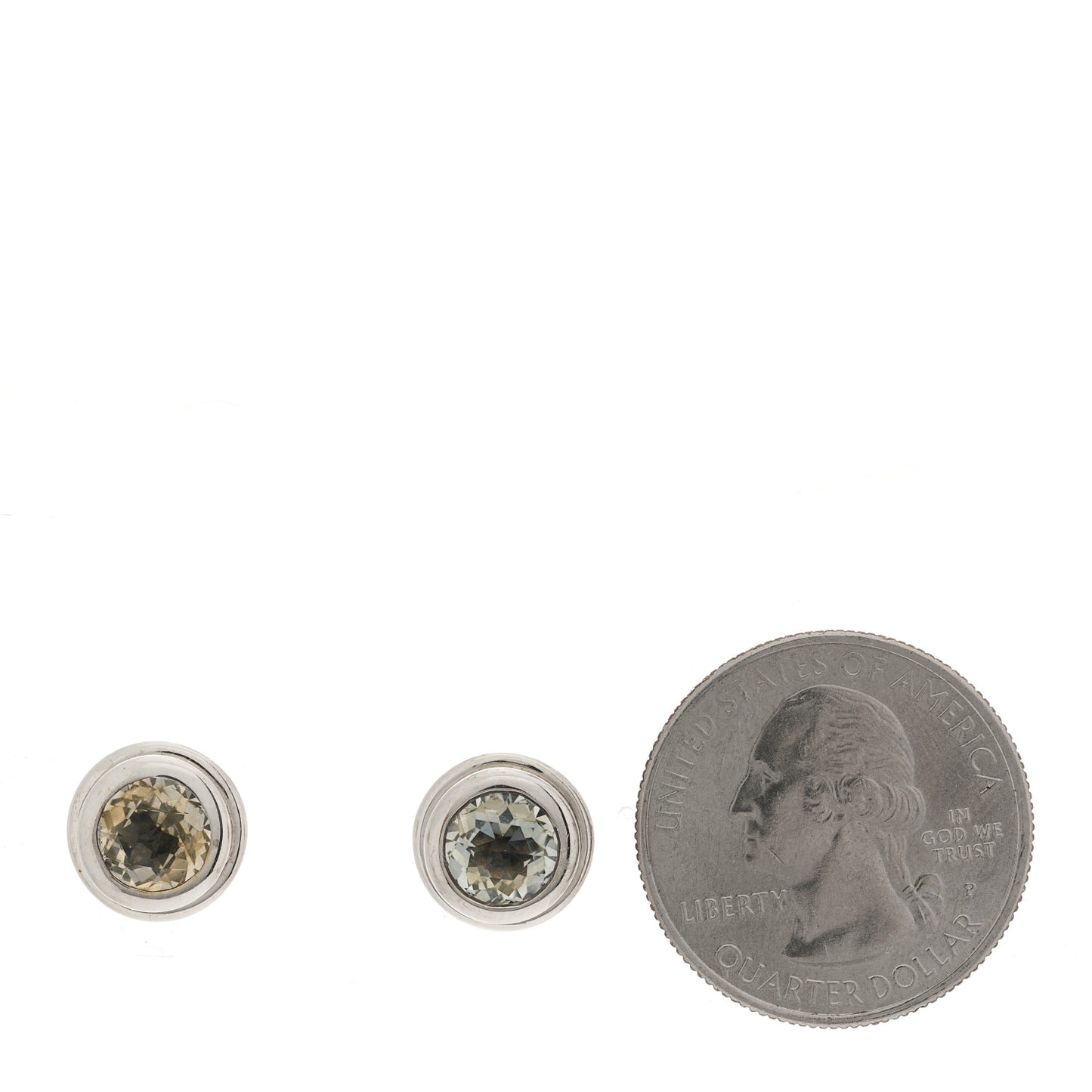 Sterling Silver White Topaz Batu Bedeg Round Earrings