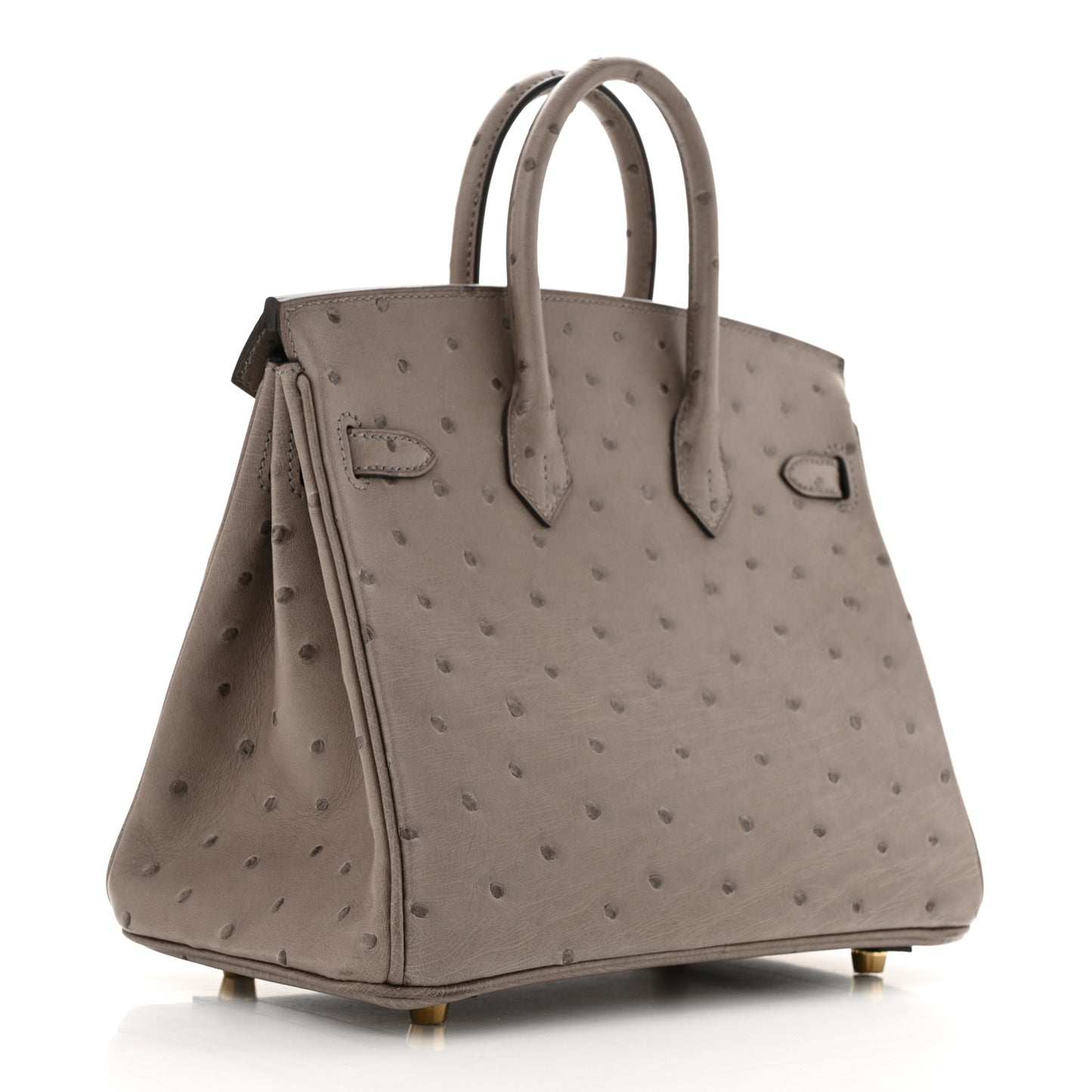 Ostrich Birkin 25 Gris Tourterelle