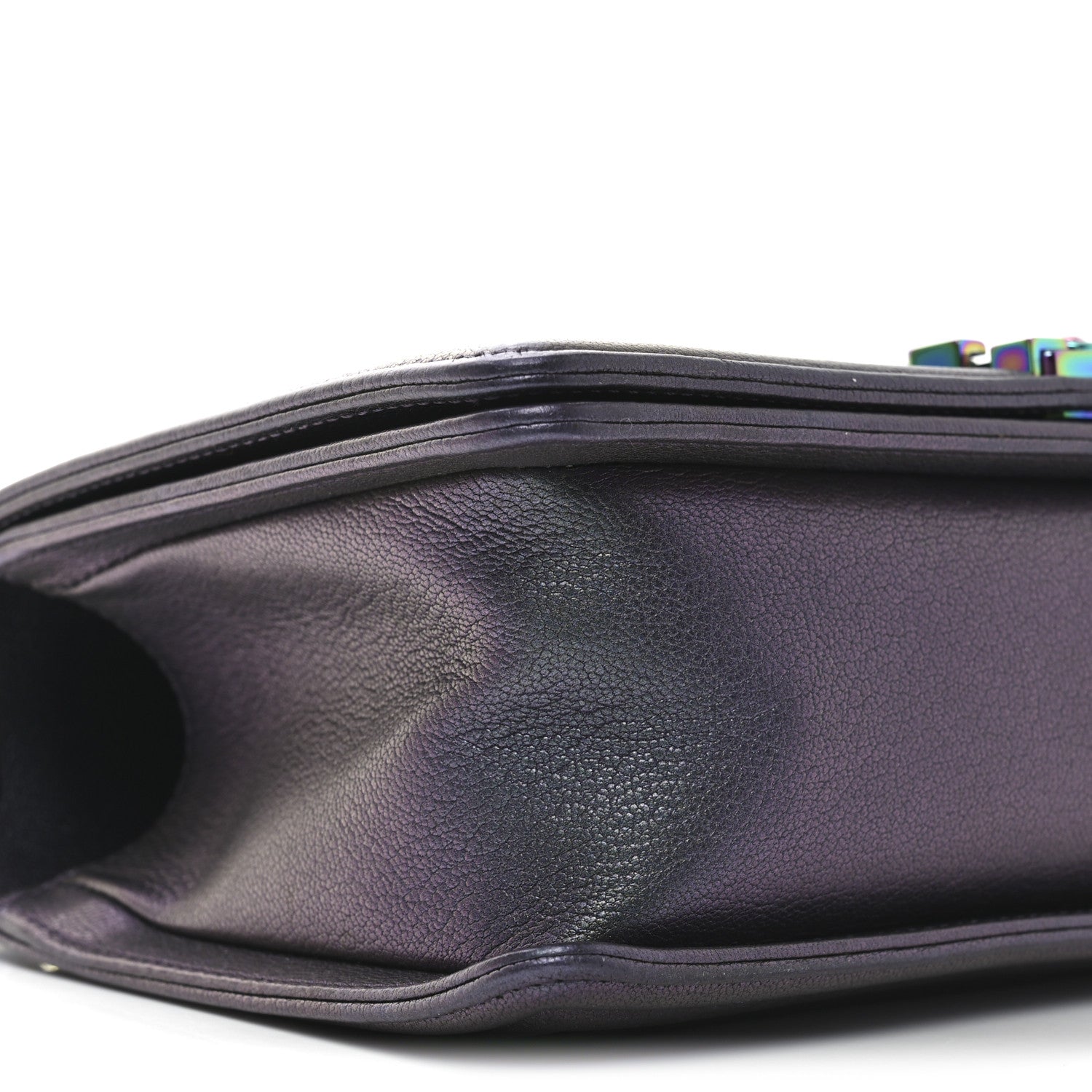 Chanel Iridescent Goatskin Quilted Medium Boy Flap Purple 9 of 10