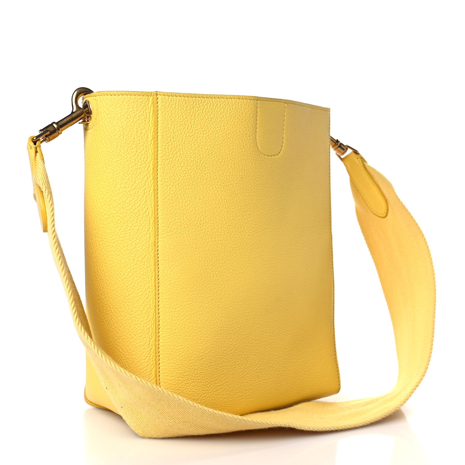 Celine Soft Grained Calfskin Small Sangle Bucket Bag Citron 3 of 9