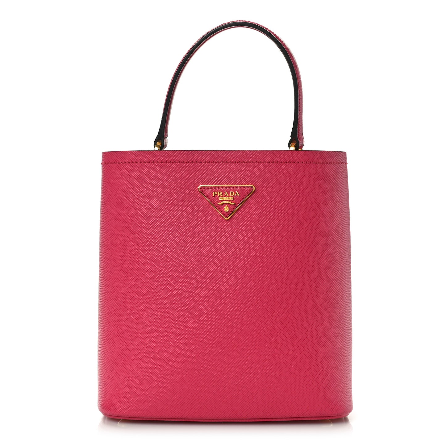 Saffiano Cuir Medium Panier Bucket Bag Magenta Black