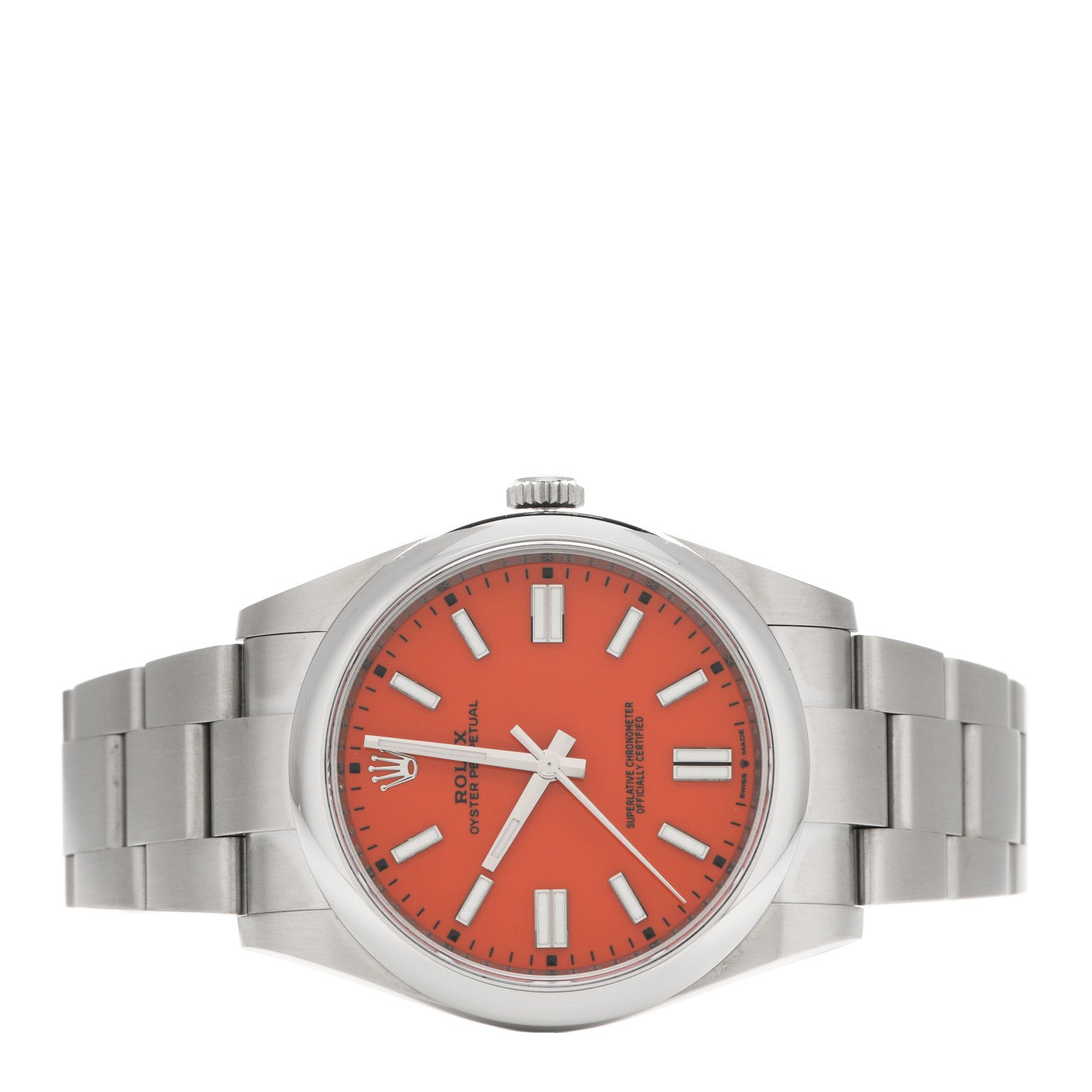 Rolex Stainless Steel 41mm Oyster Perpetual Watch Coral Red 124300 2 of 5