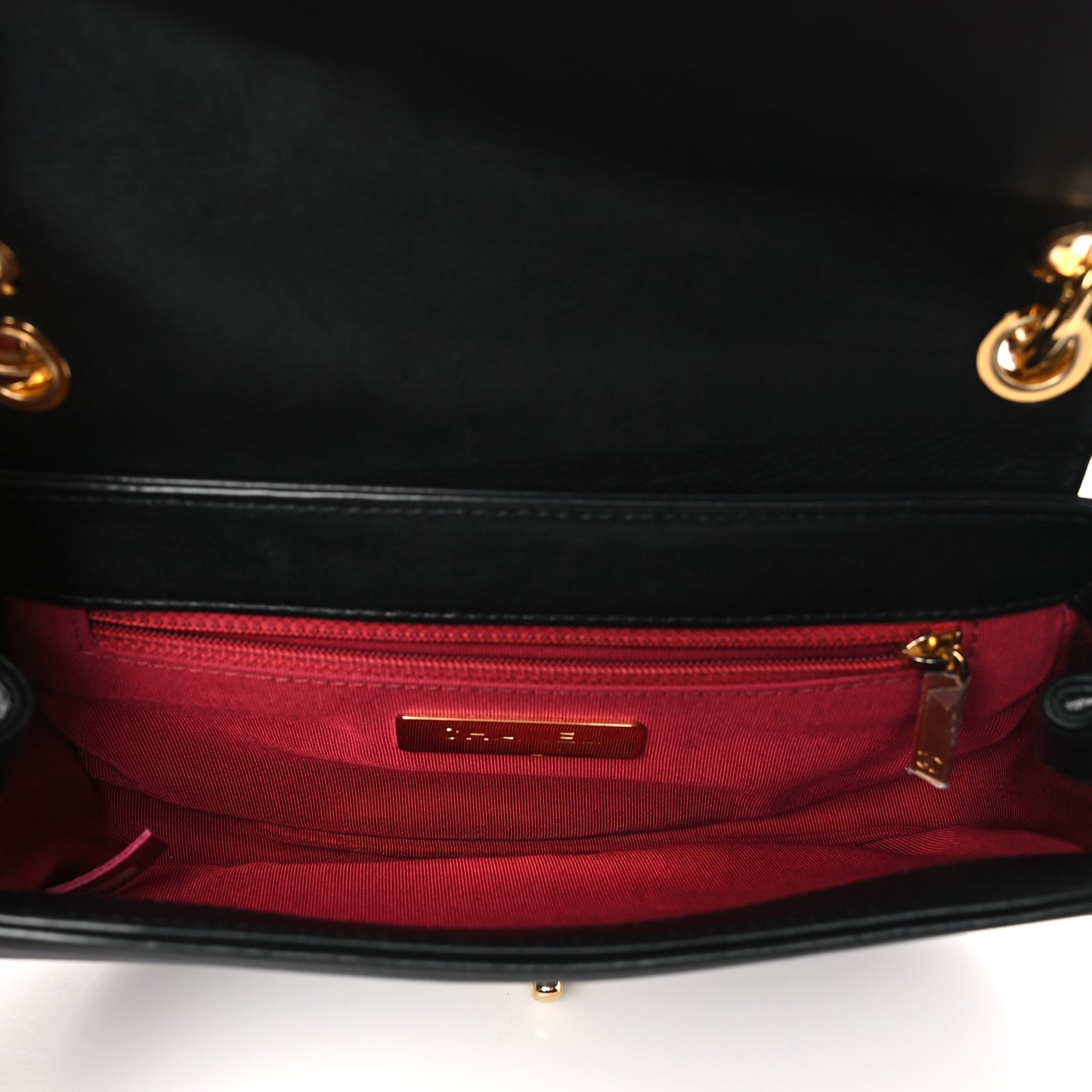 Calfskin Quilted Chain Handle Flap Black