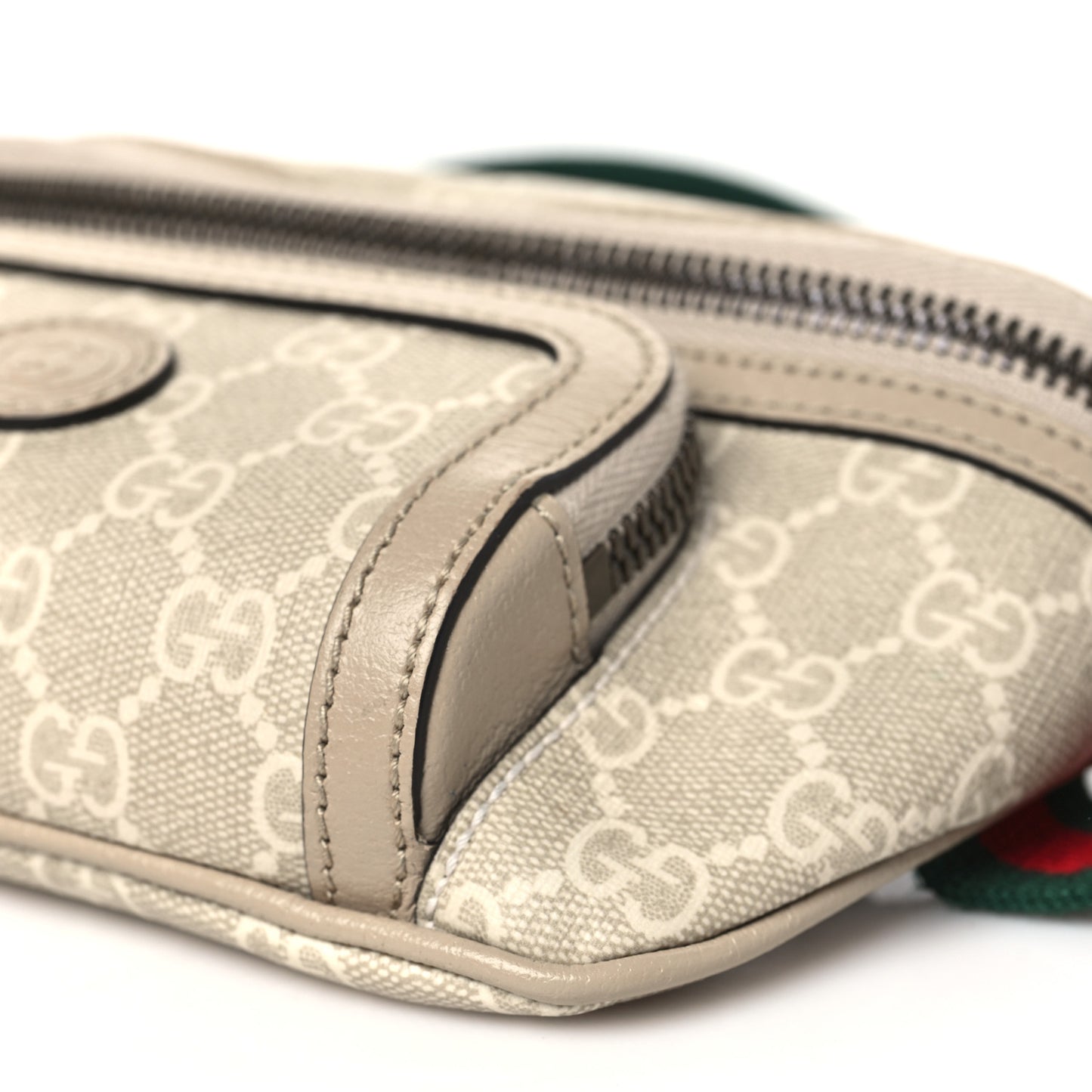 GG Supreme Monogram Textured Calfskin Web Retro Interlocking G Belt Bag Beige Mystic White Oatmeal