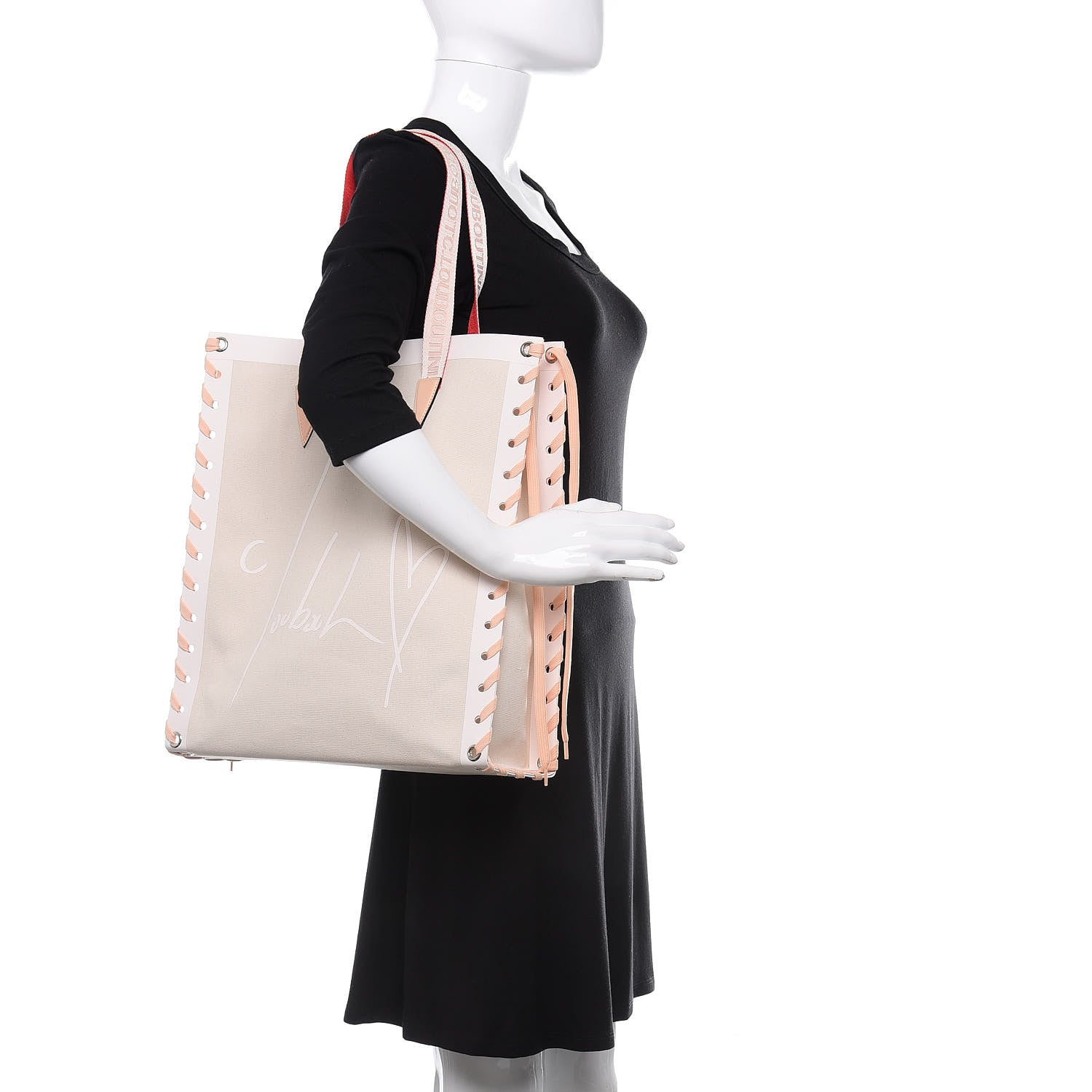 Christian Louboutin Braided Canvas Small Cabalace Shopper Tote Beige 3 of 11