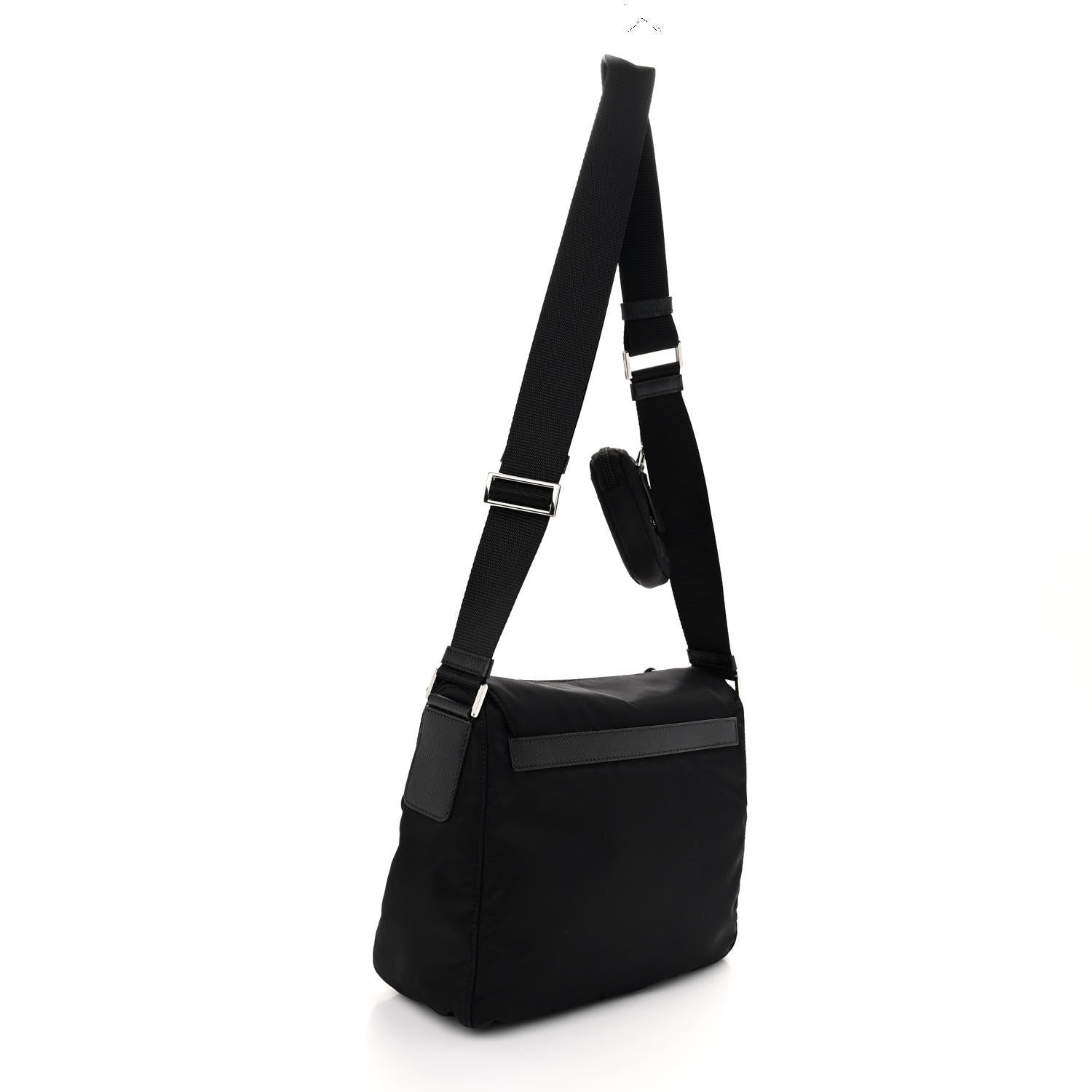 Prada Re-Nylon Vela Saffiano Pocket Single Buckle Messenger Shoulder Bag Black 3 of 11