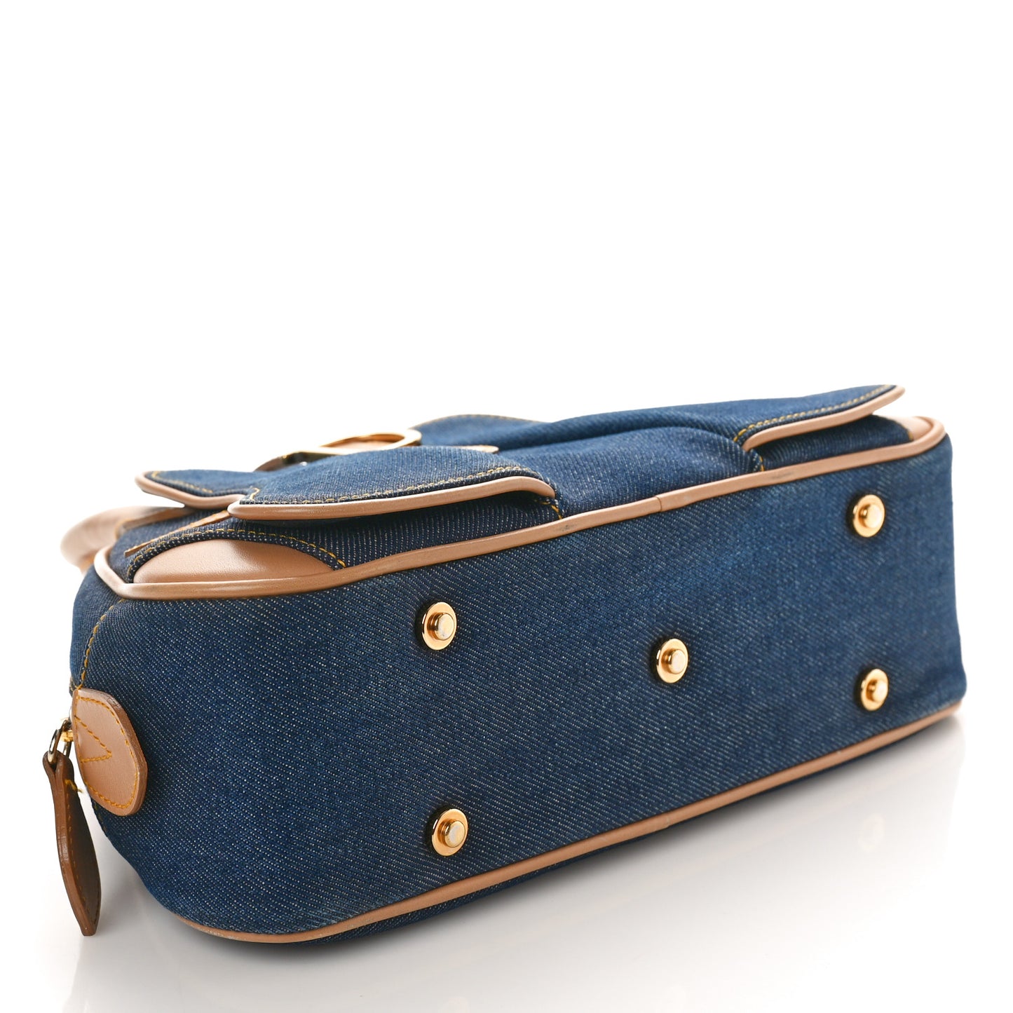 Denim Calfskin Mini Saddle Bowler Blue