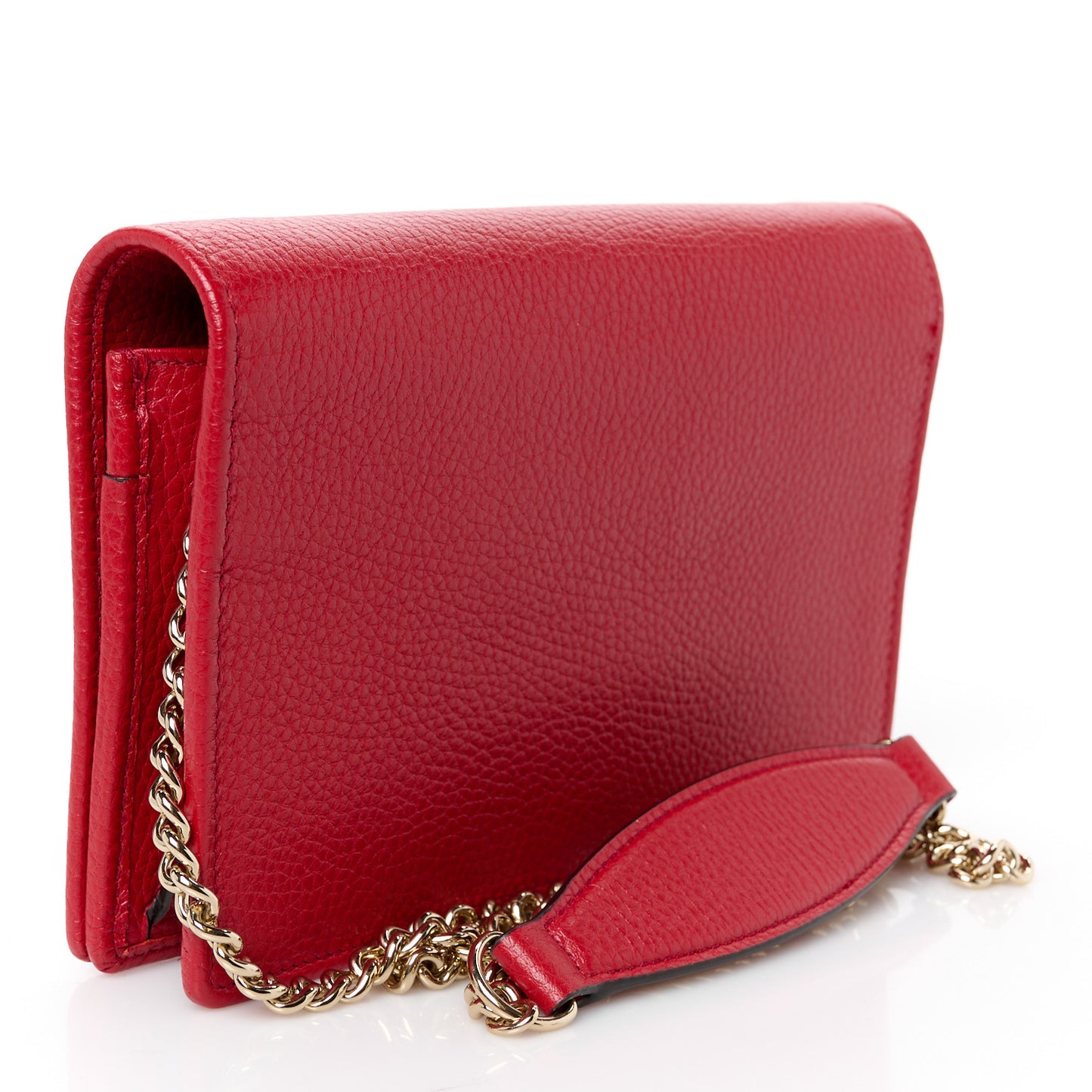 Pebbled Calfskin Soho Wallet on Chain Tabasco Red