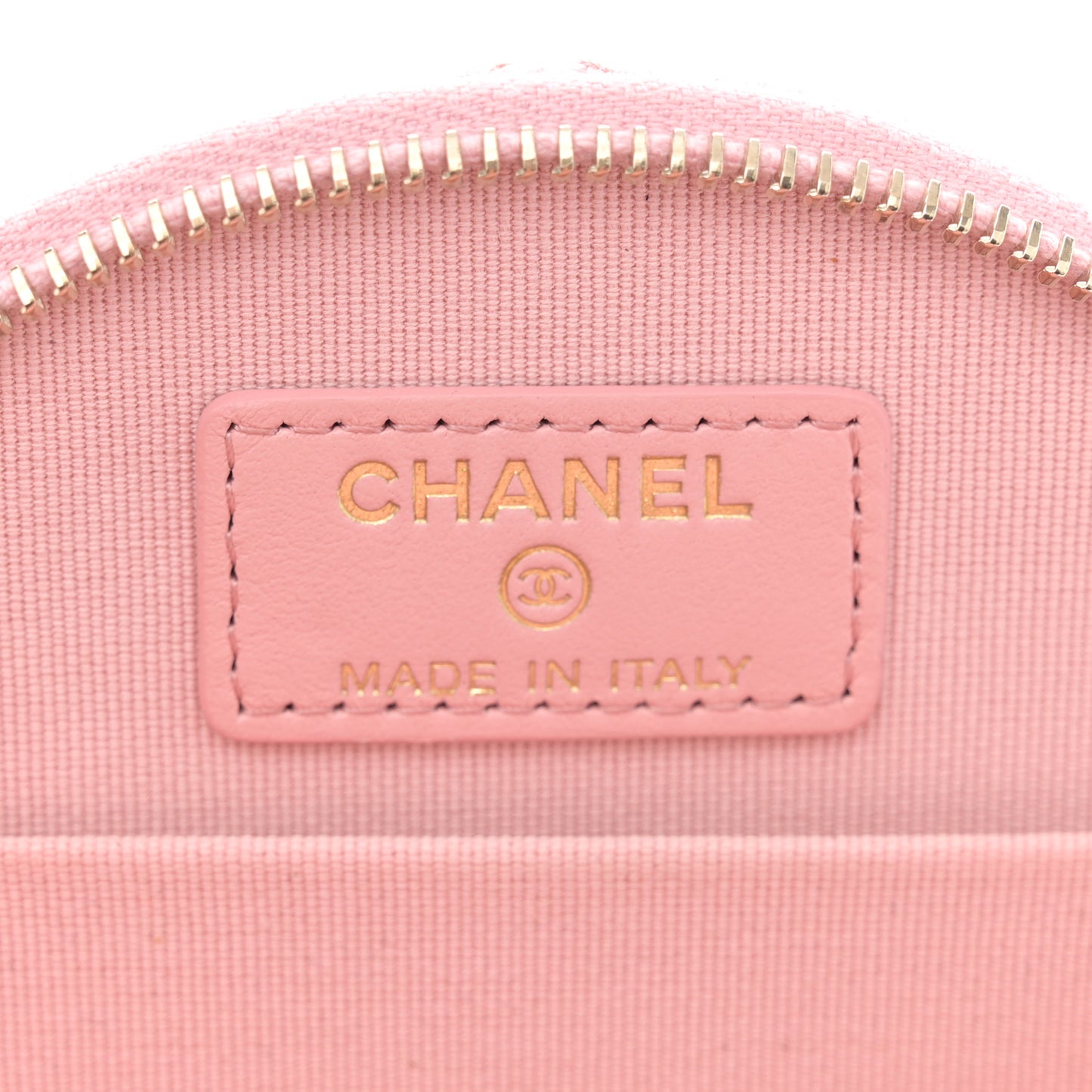 Caviar Quilted Round Handle With Care Vanity With Chain Pink