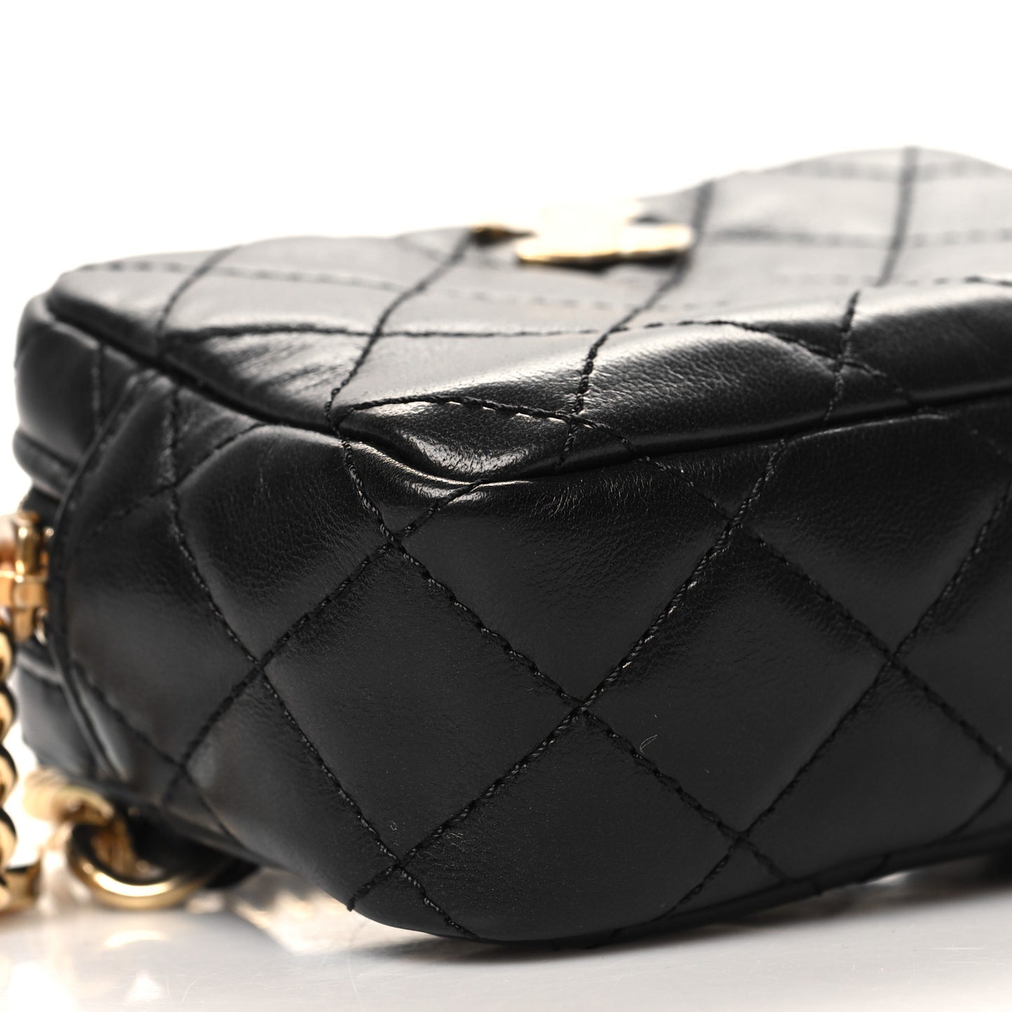 Lambskin Quilted Enamel CC Waist Bag With Pouch Black