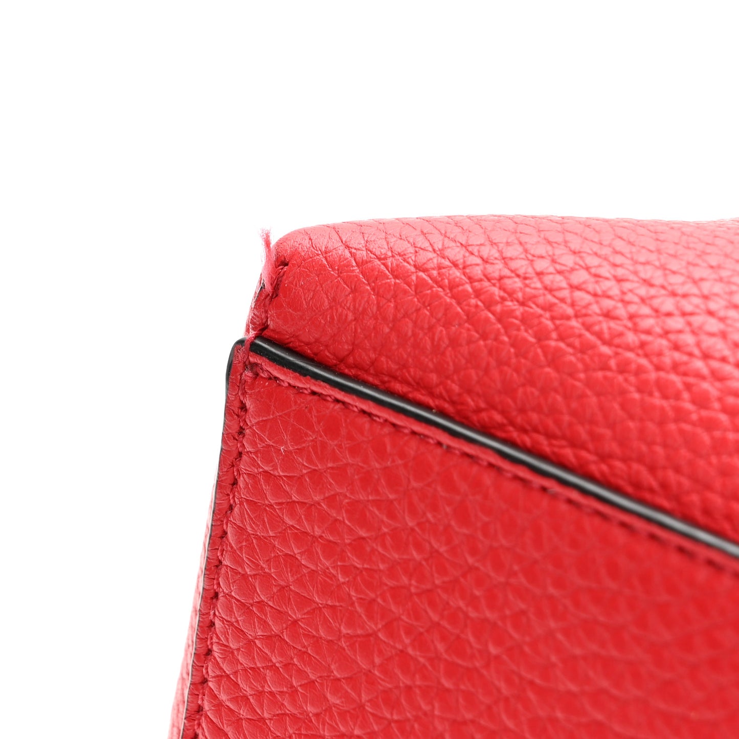 Grained Calfskin Rockstud Shoulder Tote Rouge Pur