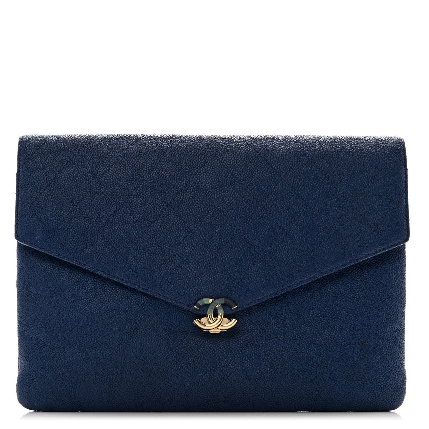 Grained Calfskin Quilted Cuba Clutch Dark Pink