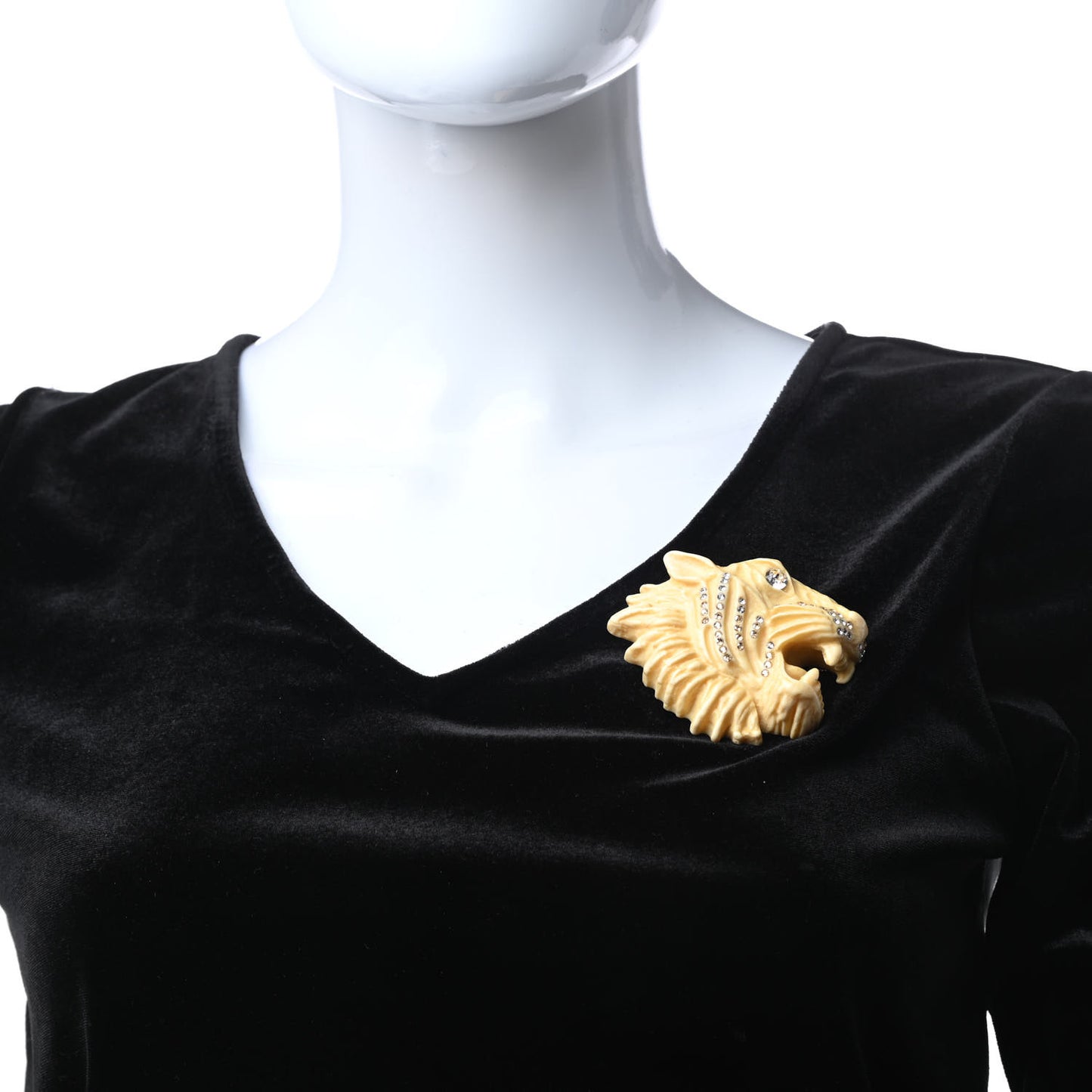 Resin Crystal Rajah Brooch Ivory
