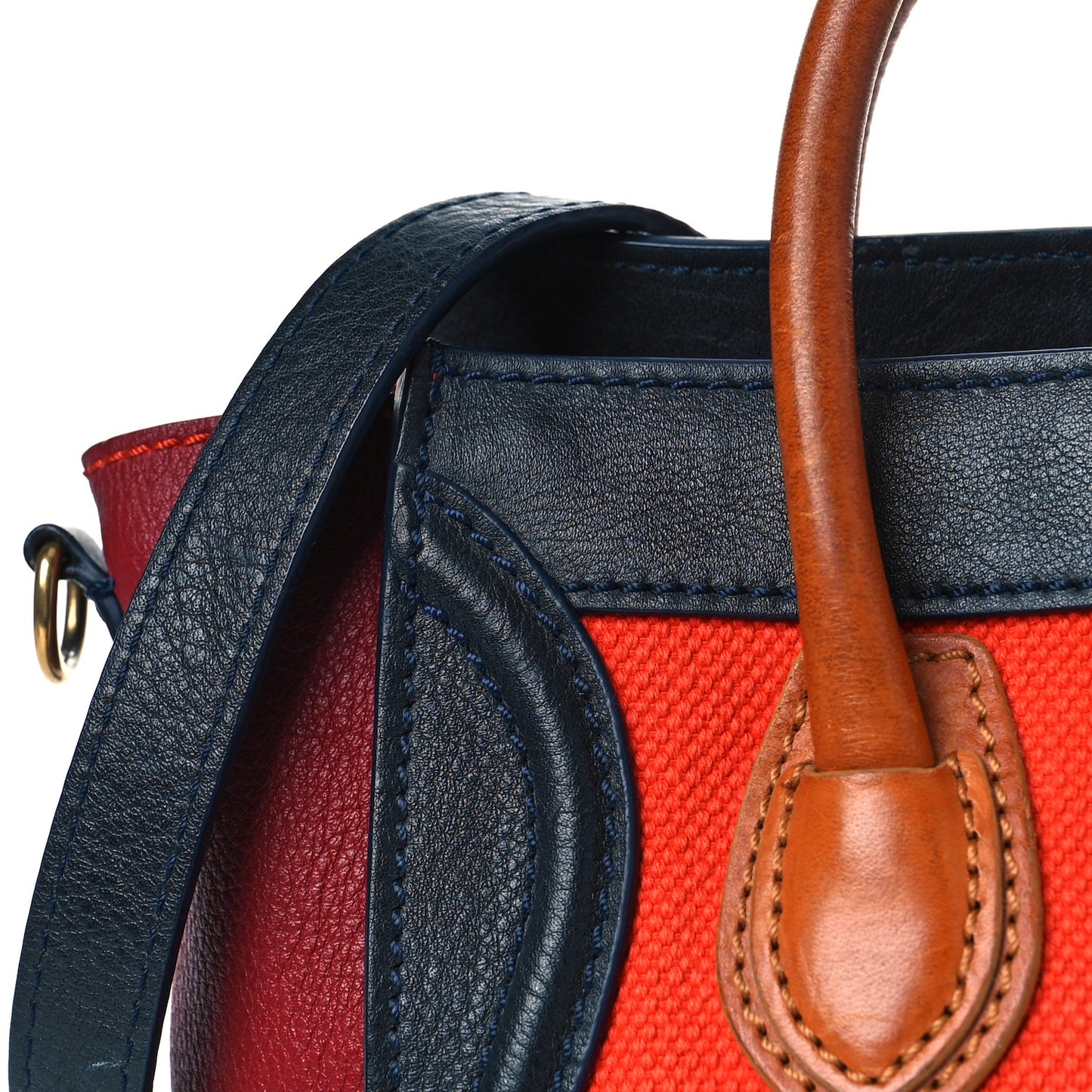 Calfskin Linen Nano Tri-Color Luggage Poppy