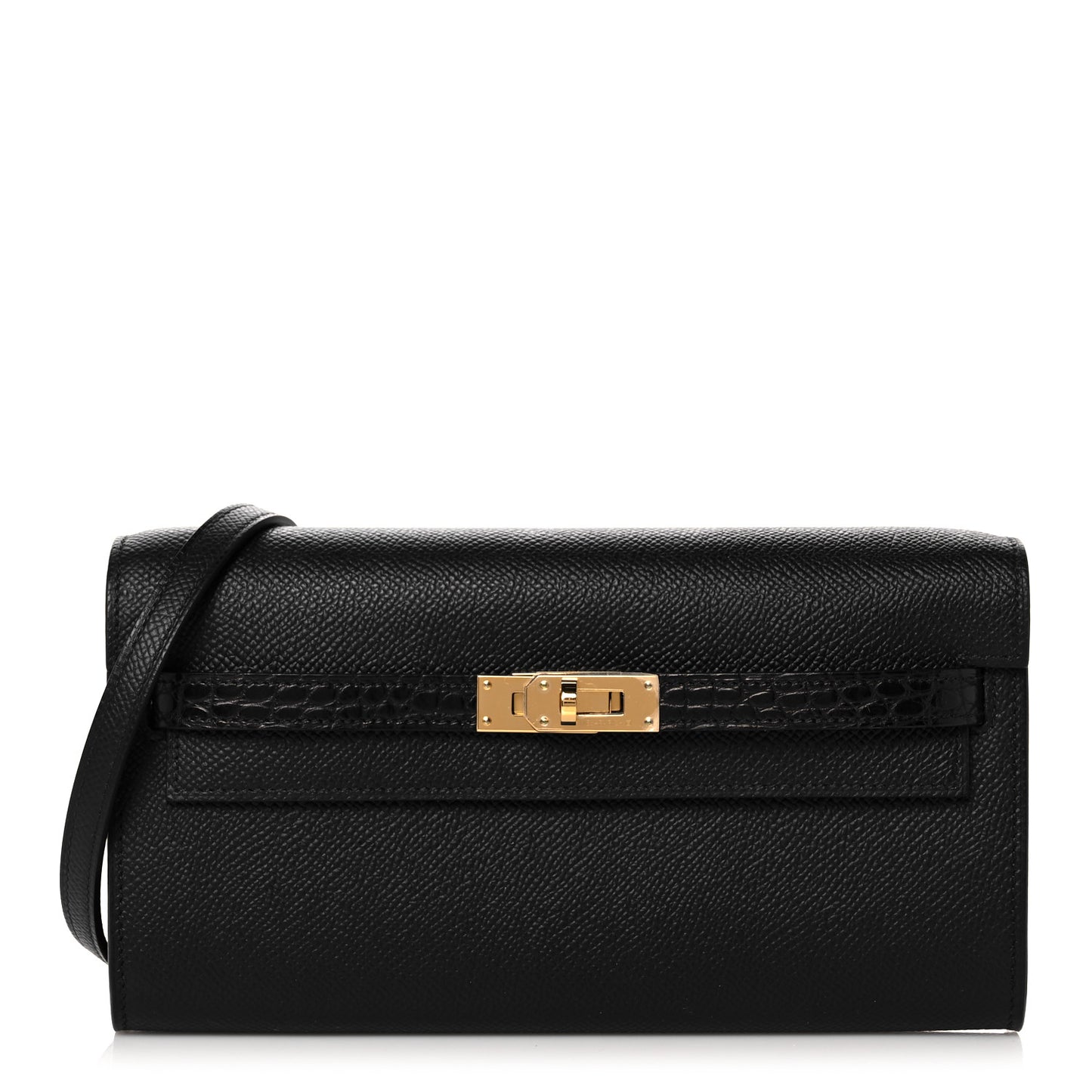 Epsom Matte Alligator Touch Kelly Wallet To Go Black
