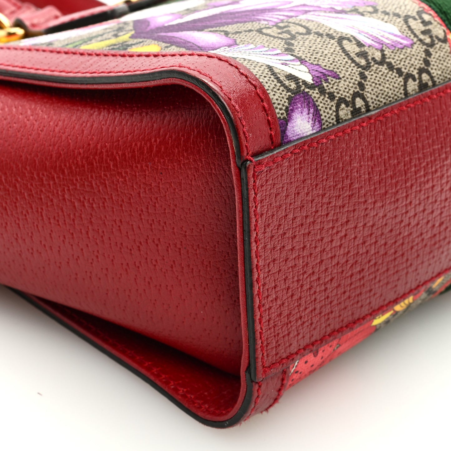 GG Supreme Monogram Flora Web Small Ophidia Tote Bag Red