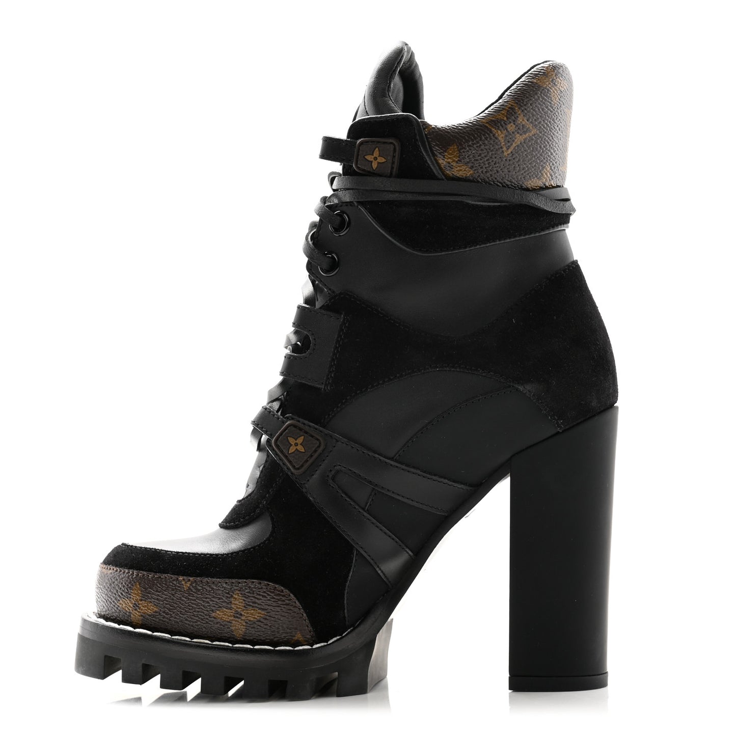 Suede Calfskin Monogram Star Trail Ankle Boots 35 Black