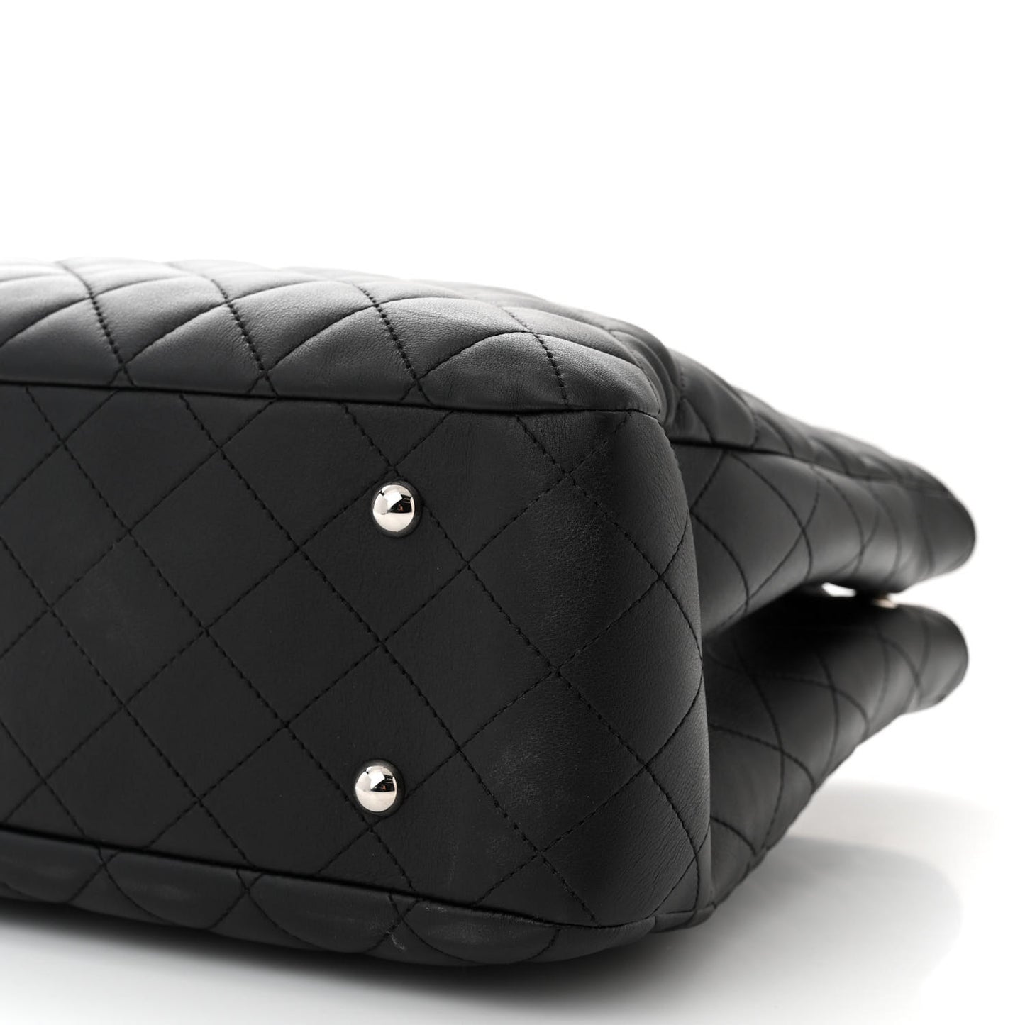 Calfskin Quilted Large Classic Shopping Tote Black