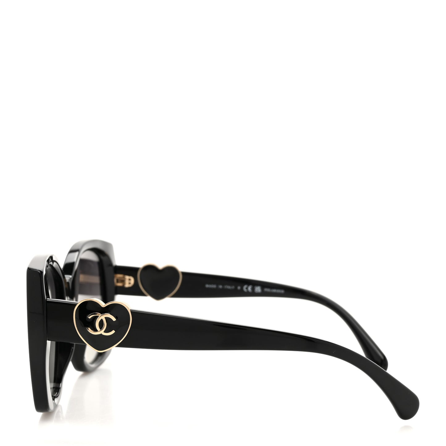 Acetate Square CC Heart Sunglasses 5519 Black