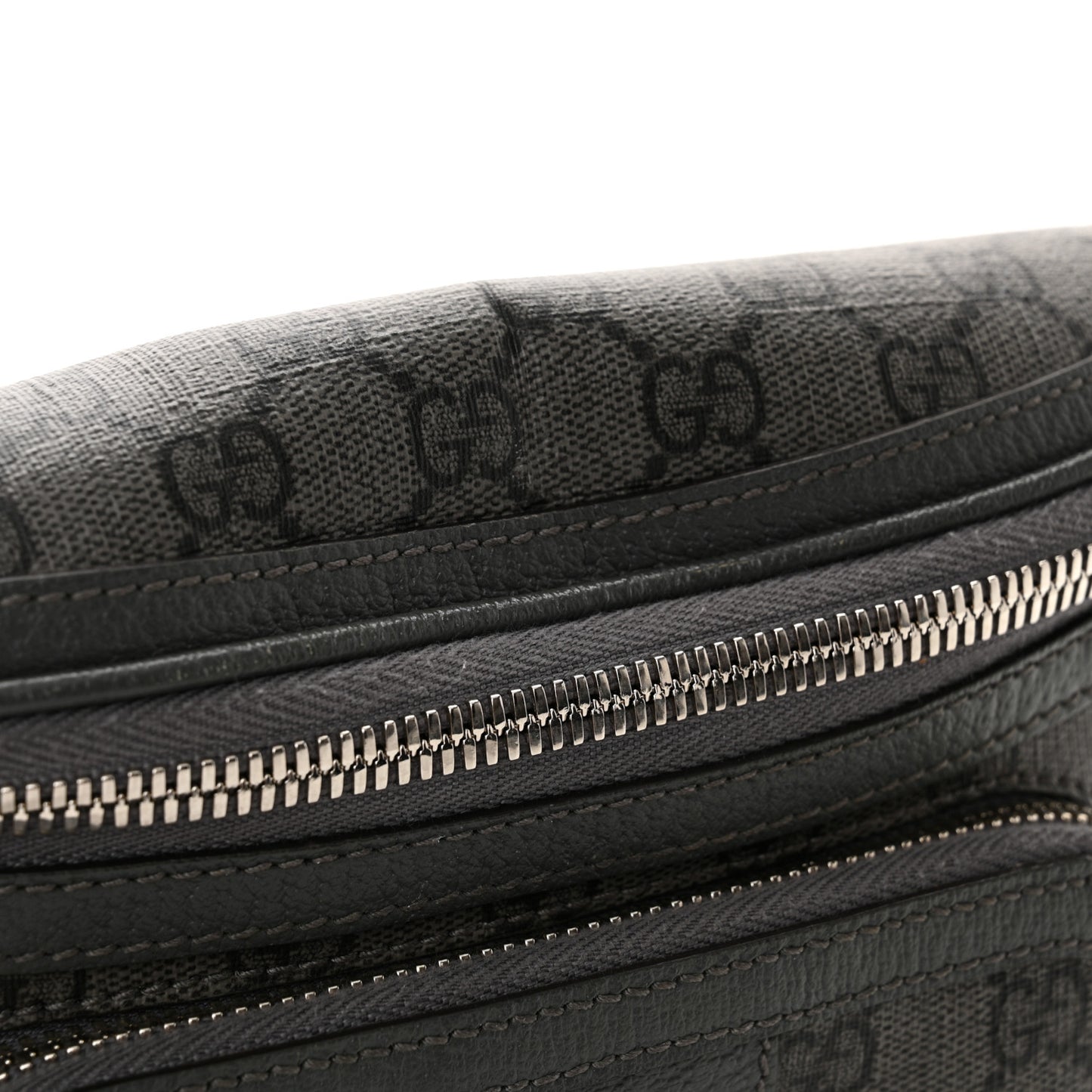 GG Supreme Monogram Textured Dollar Calfskin Ophidia Belt Bag Grey Black Graphite Grey