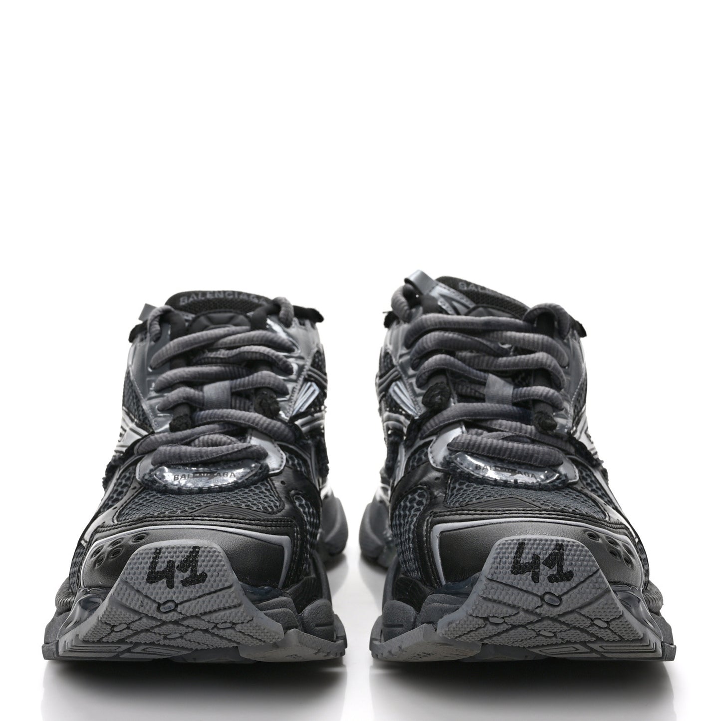 Mesh Rubber Distressed Mens Runner Sneakers 41 Black Grey
