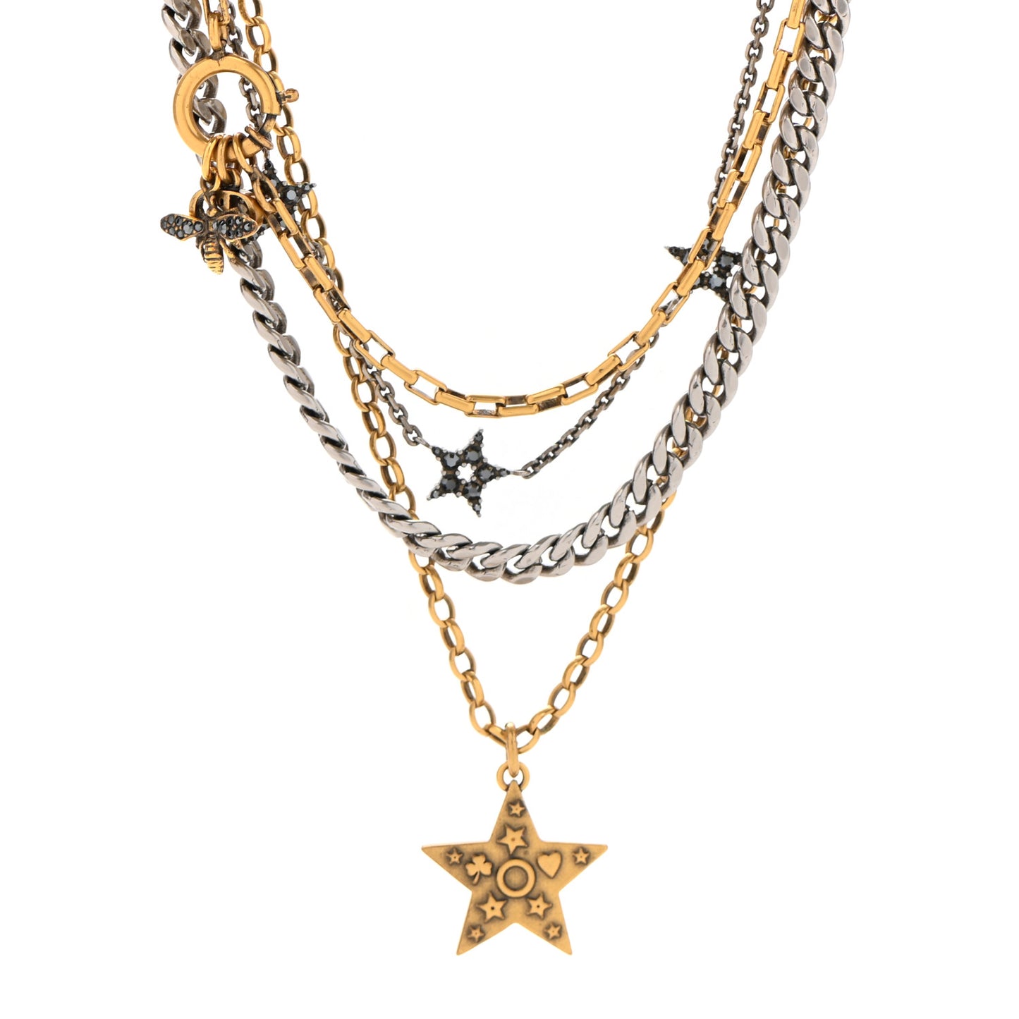 Metal Star J'adior Multi Strand Necklace Aged Gold