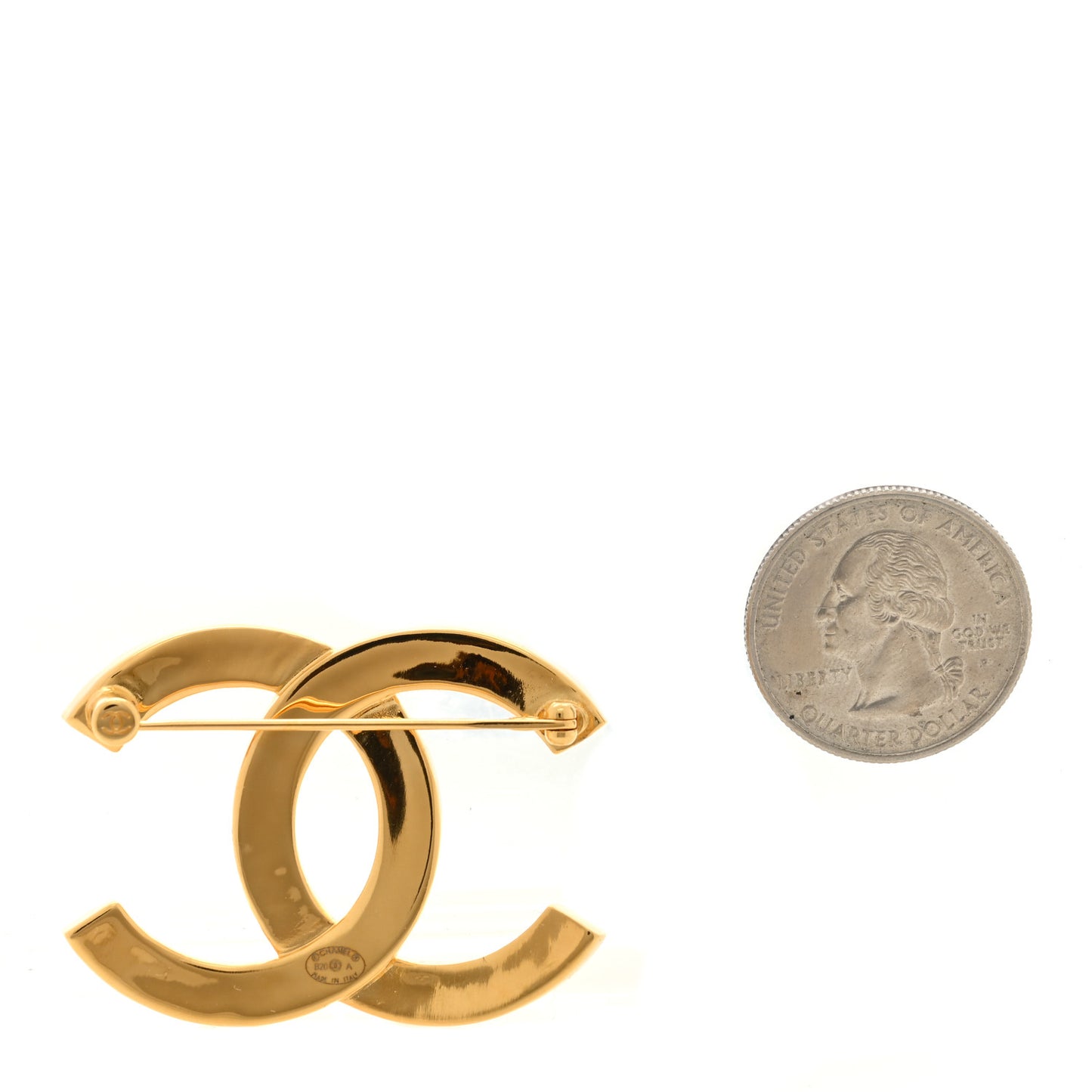 Metal Paris Button CC Large Brooch Gold