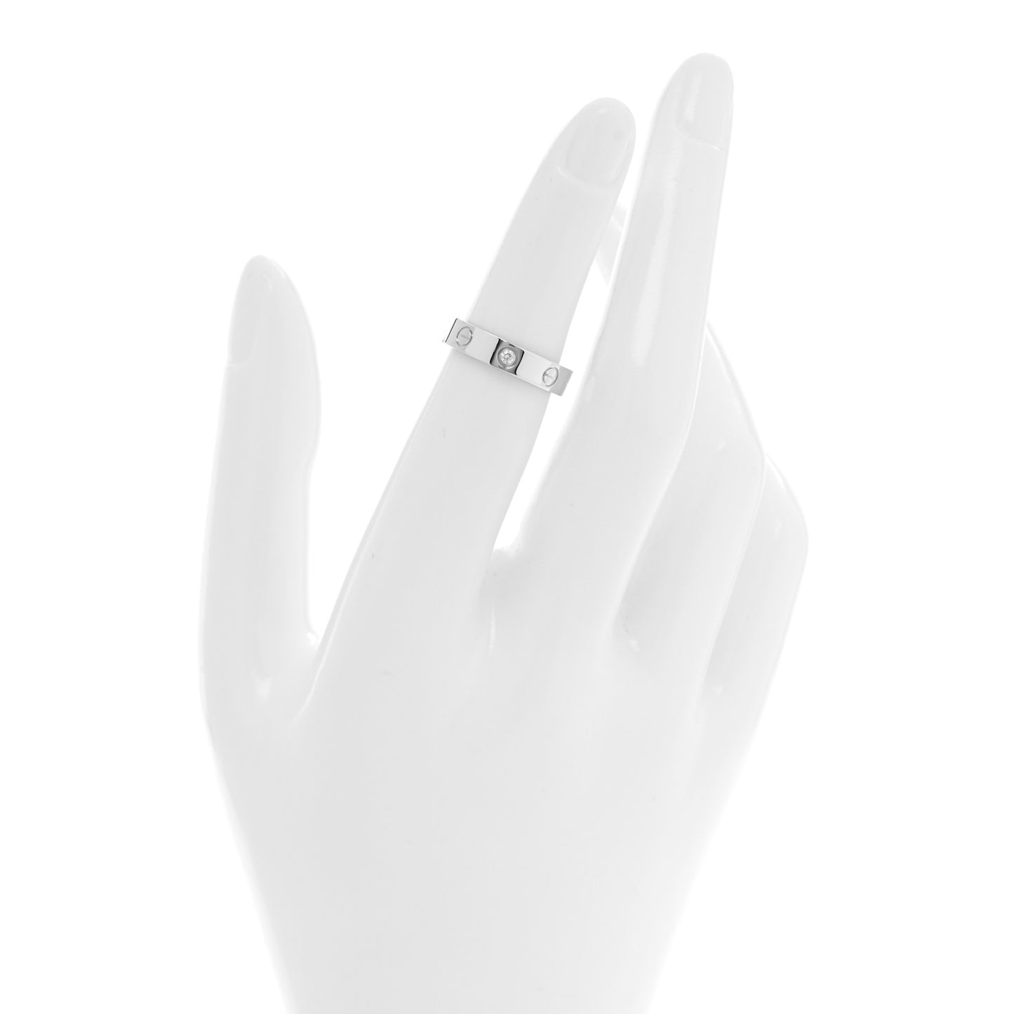 18K White Gold Diamond 4mm LOVE Wedding Band Ring 49 4.75