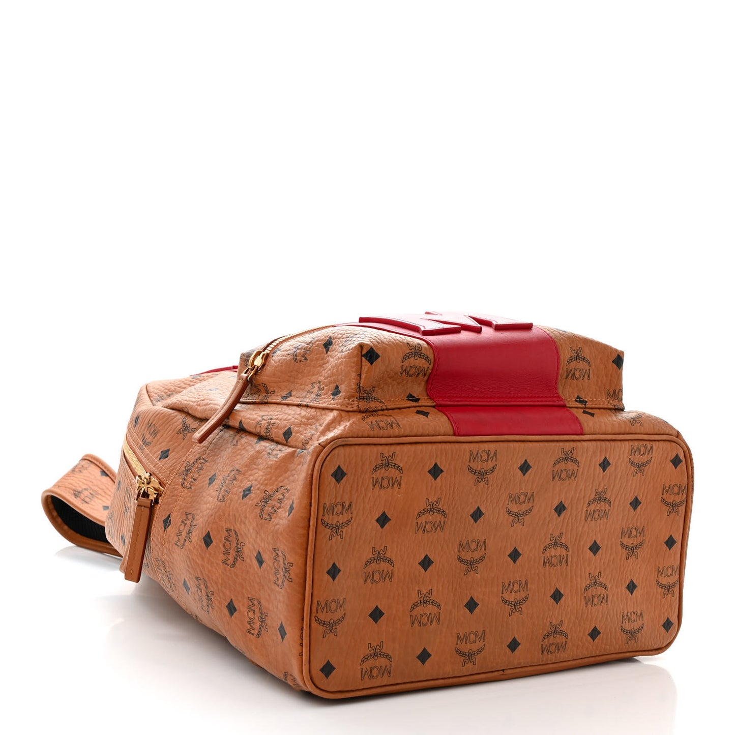 Visetos Medium Stark Logo Stripe Backpack Cognac Red