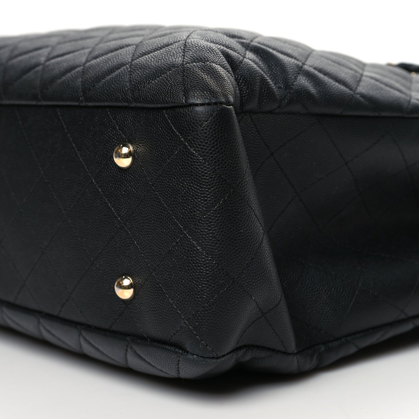 Caviar Quilted Large Shopping Tote Black