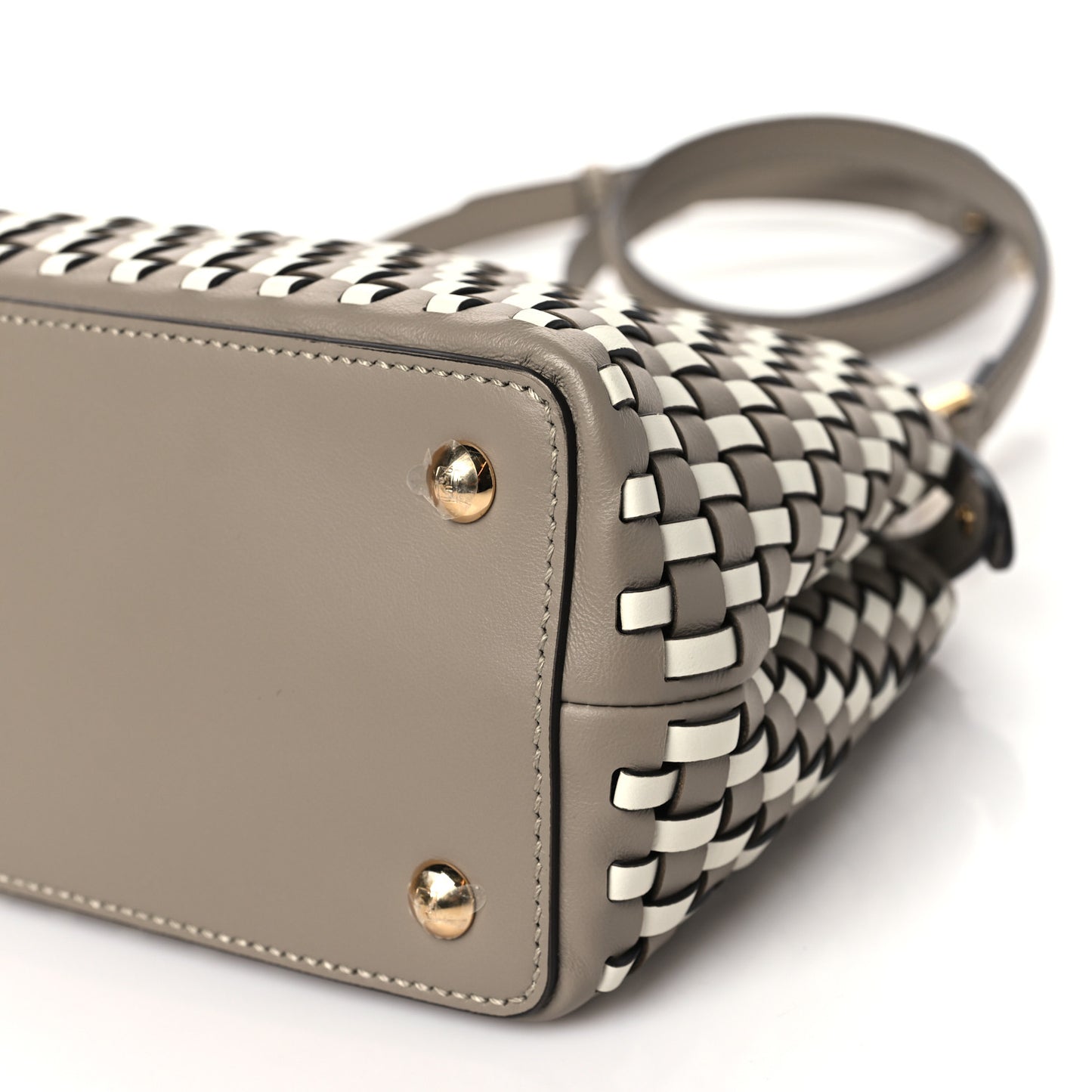 Calfskin Woven Mini Peekaboo Iconic Satchel Tortora