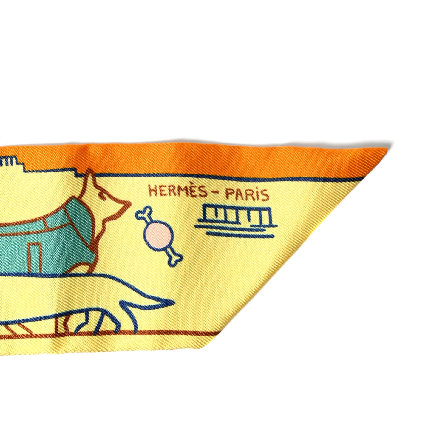 Silk Les Chiens Parisiens Twilly Jaune Orange Vert