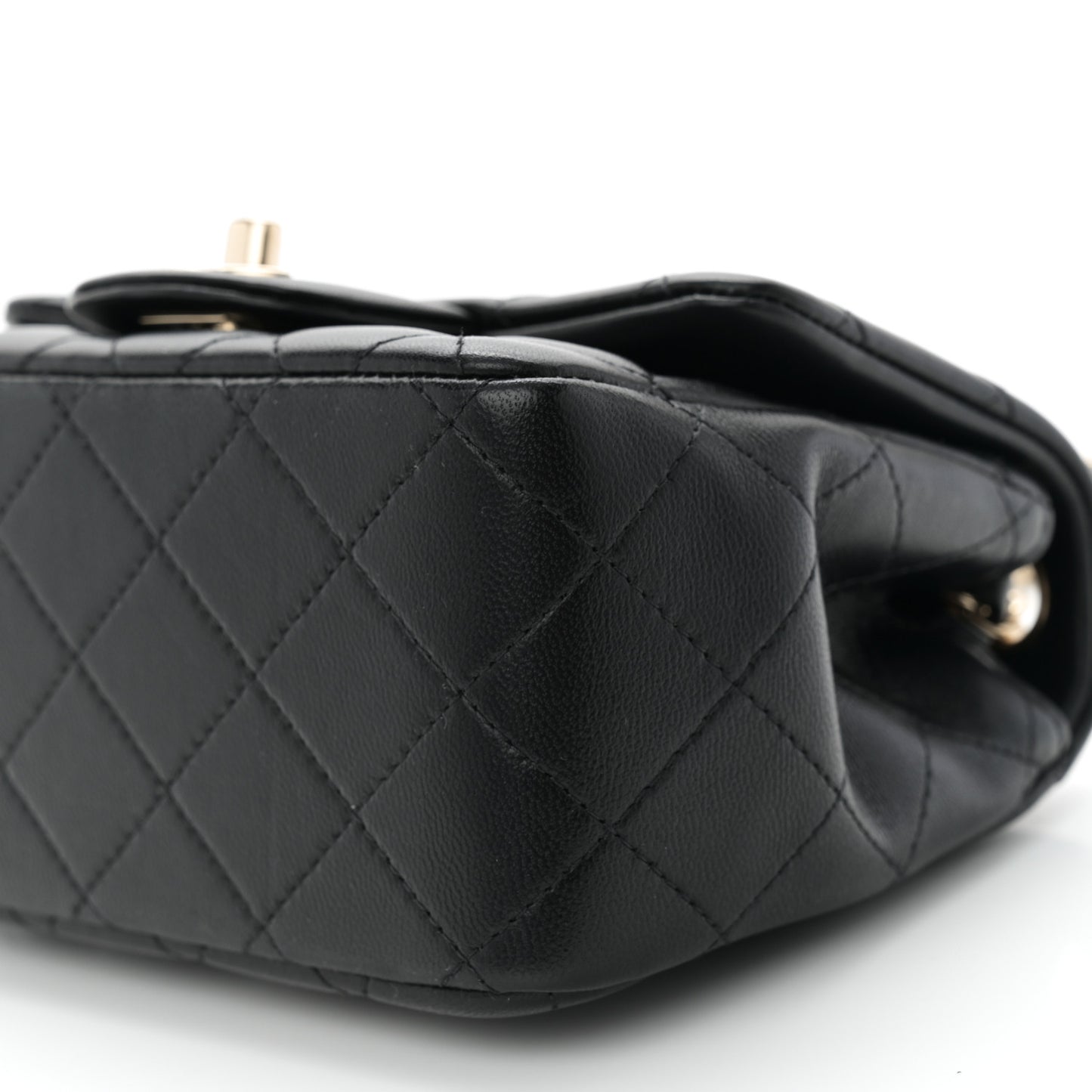 Lambskin Quilted Mini Square Flap Black