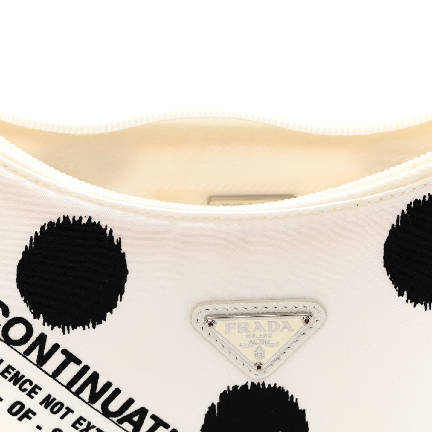 Tessuto Nylon Polka-Dot Mini Re-Edition 2000 Bag White Black