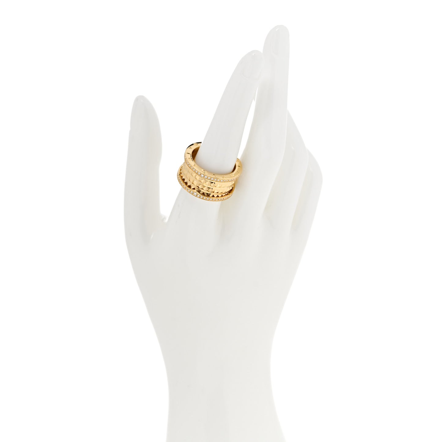 18K Yellow Gold Diamond B.Zero1 Rock Four-Band Pave Ring 59 8.75