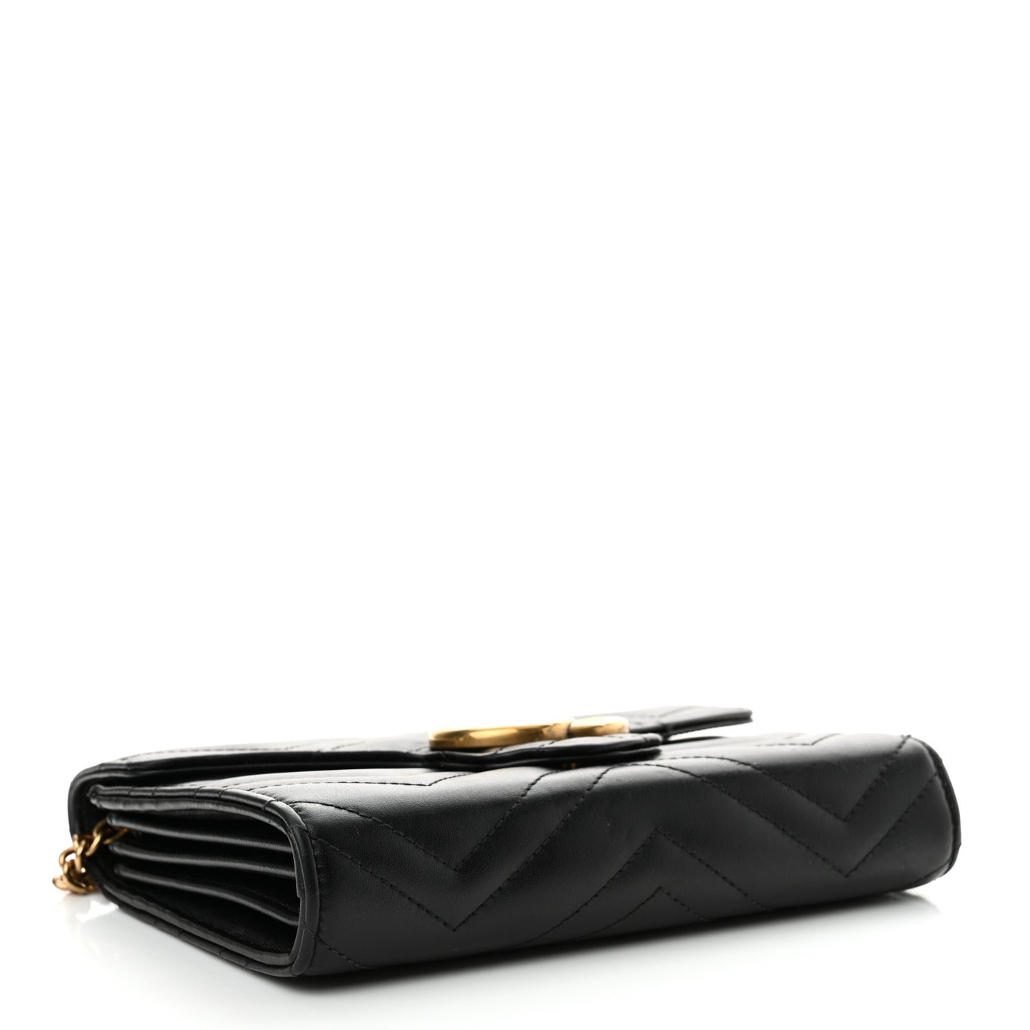 Calfskin Matelasse GG Marmont Chain Wallet Black