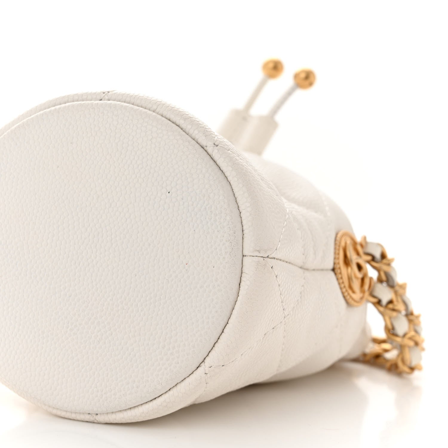 Chanel Caviar Quilted Twist Your Buttons Mini Bucket Bag White 10 of 10