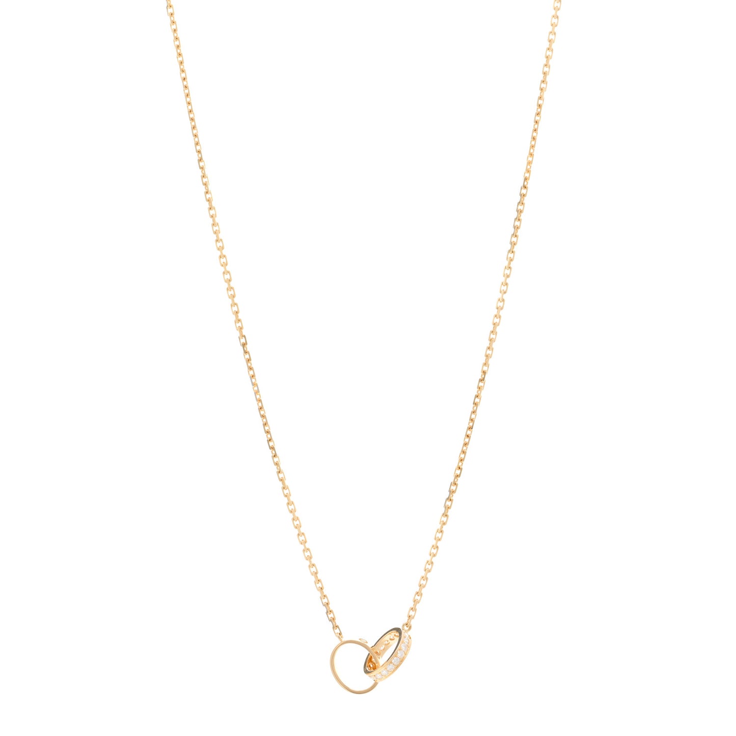18K Yellow Gold Diamond Interlocking LOVE Necklace