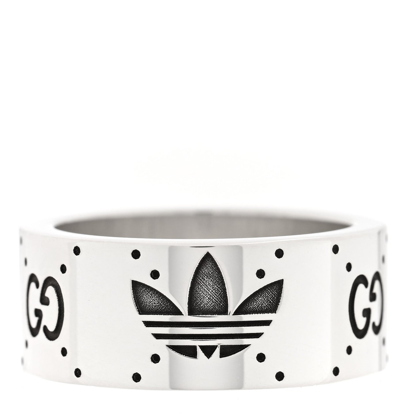 X ADIDAS Sterling Silver Trefoil GG Monogram Extra Wide Band Ring 57 8