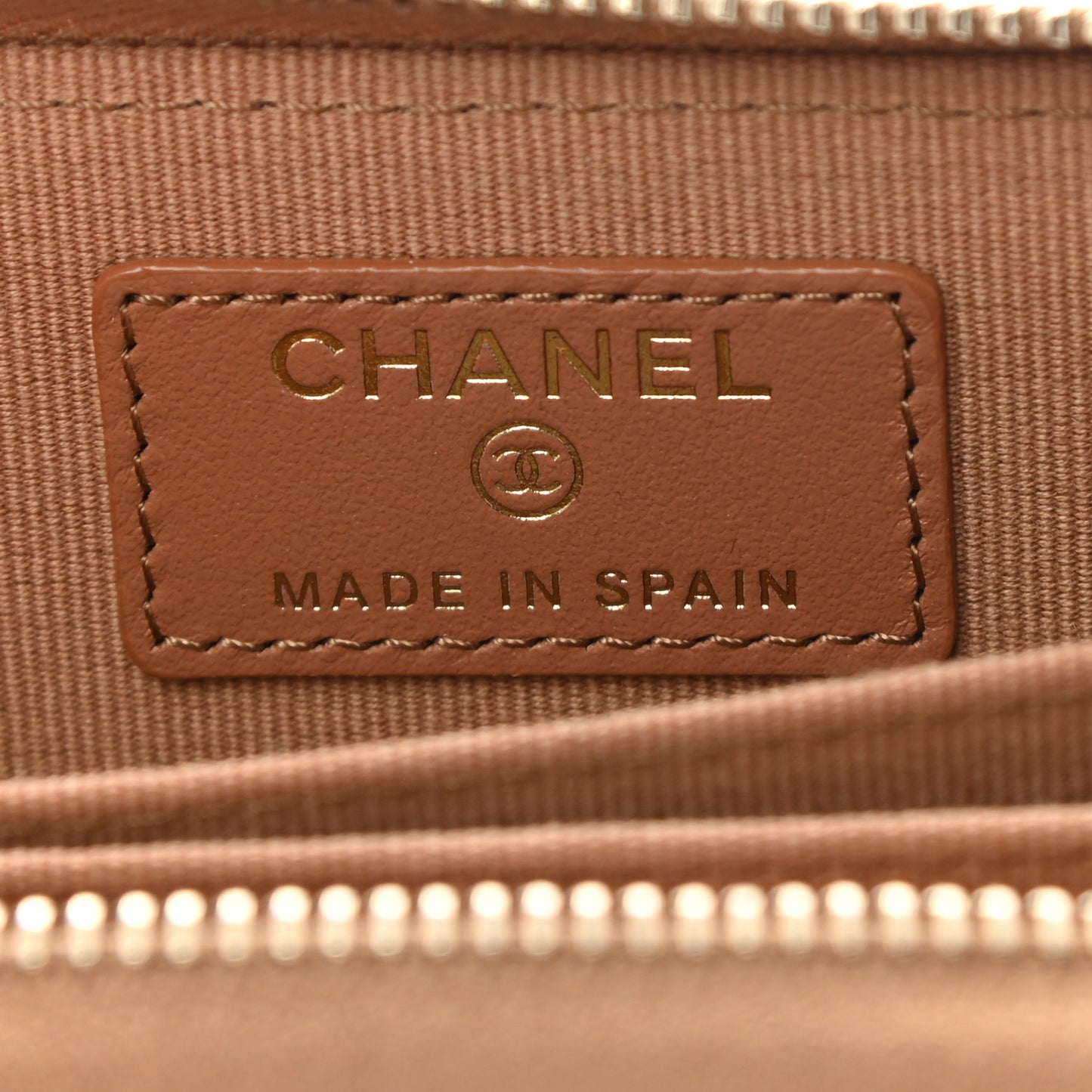 Lambskin Quilted Chanel 19 Zip Around Coin Purse Wallet Brown